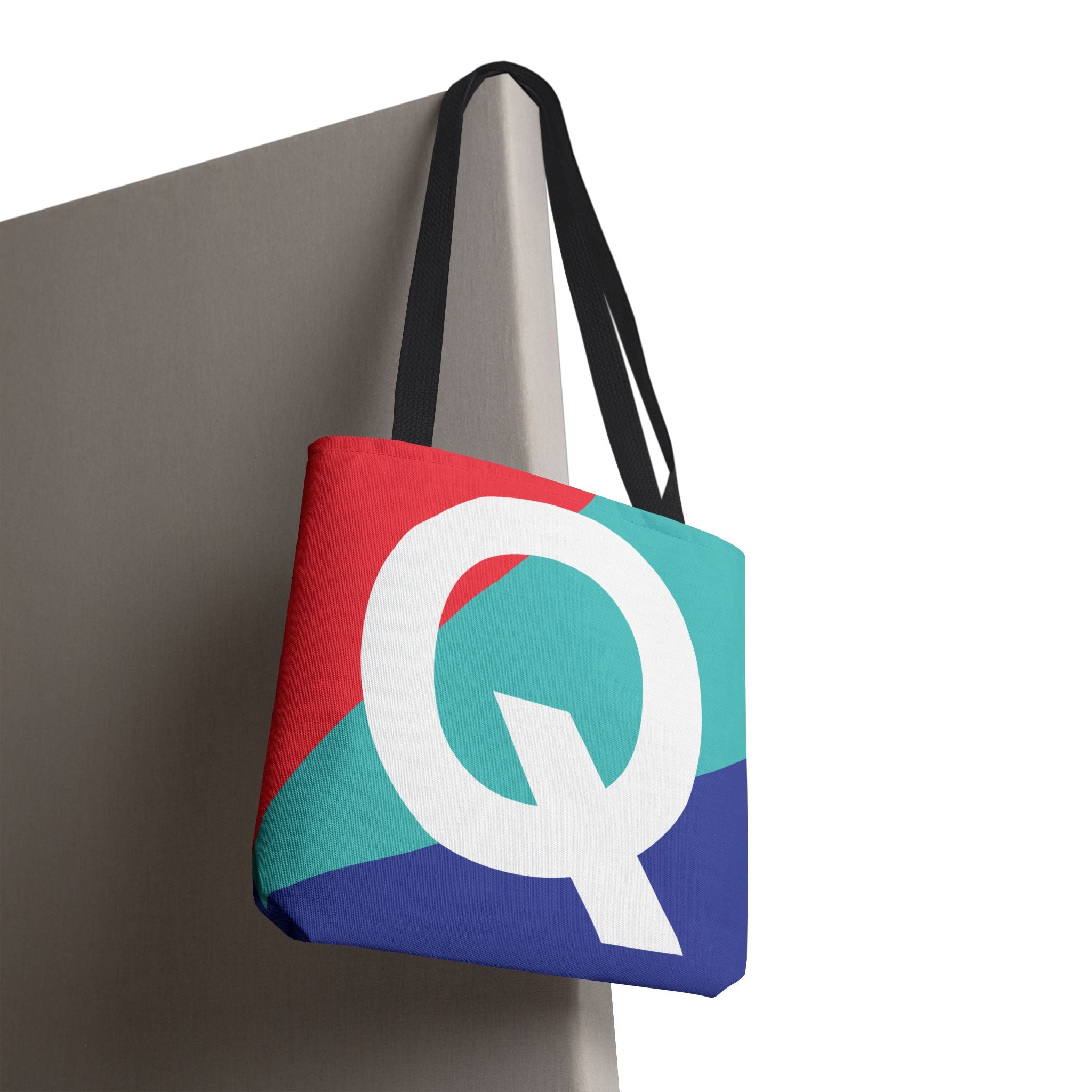 Monogram 'Q' Colorblock Tote Bag — Personalized Initial Q Shoulder Tote