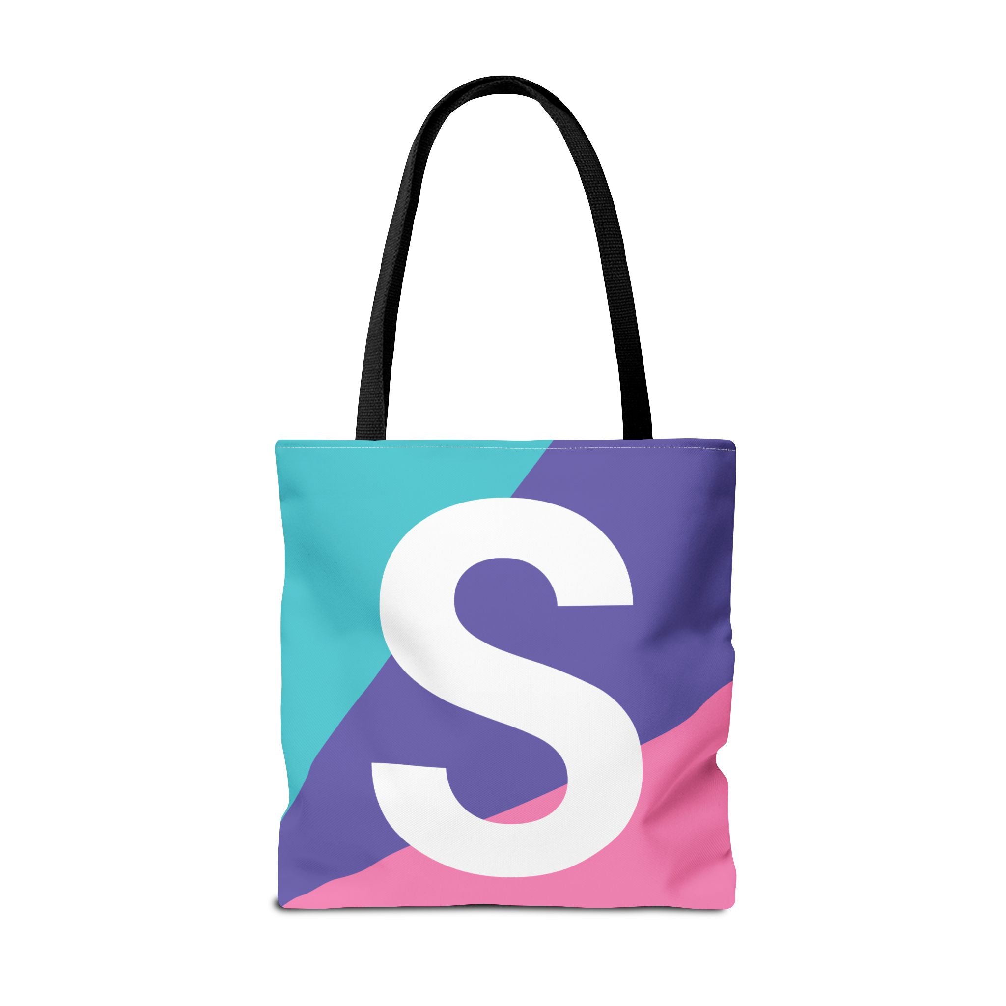 Monogram 'S' Colorblock Tote Bag — Personalized Initial S Shoulder Tote