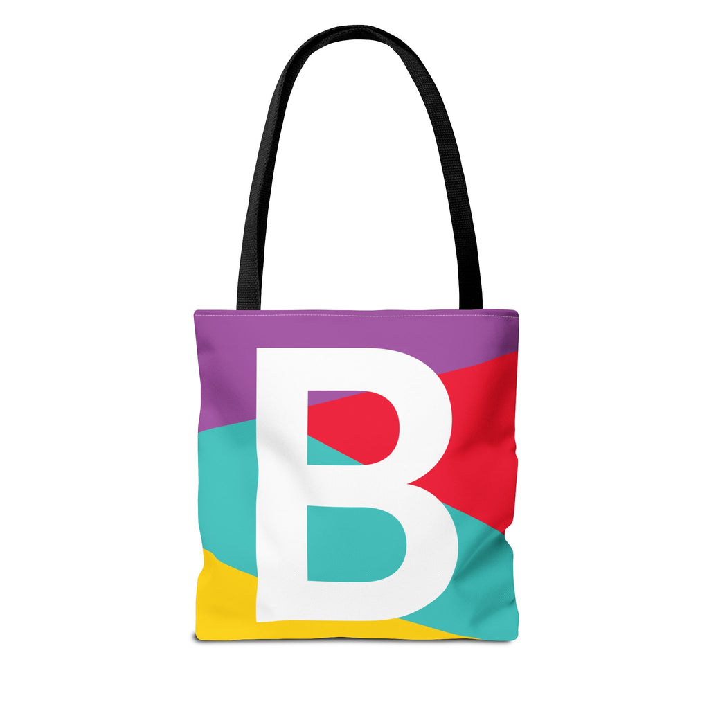 Monogram 'B' Colorblock Tote Bag — Personalized Initial B Shoulder Tote