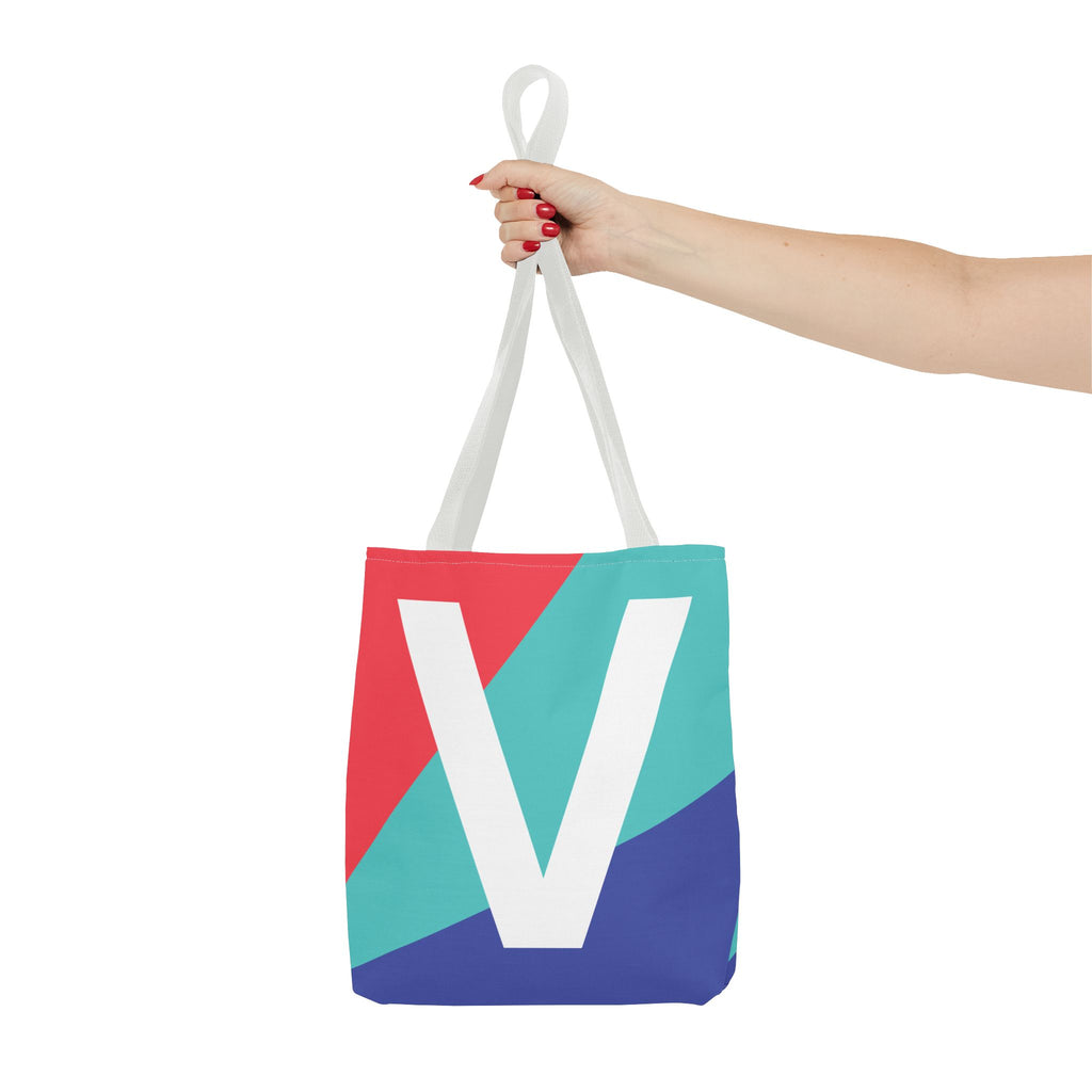 Monogram 'V' Colorblock Tote Bag — Personalized Initial V Shoulder Tote