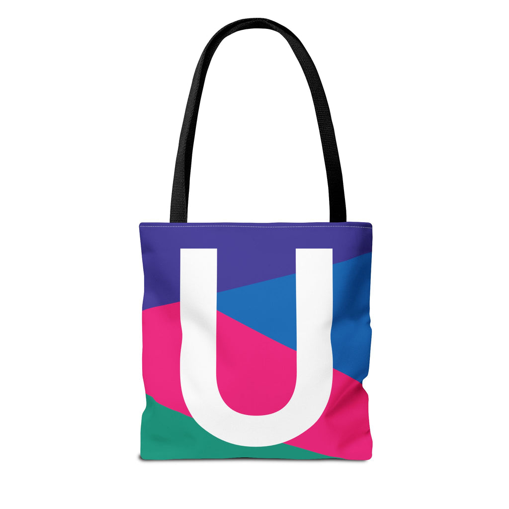 Monogram 'U' Colorblock Tote Bag — Personalized Initial U Shoulder Tote