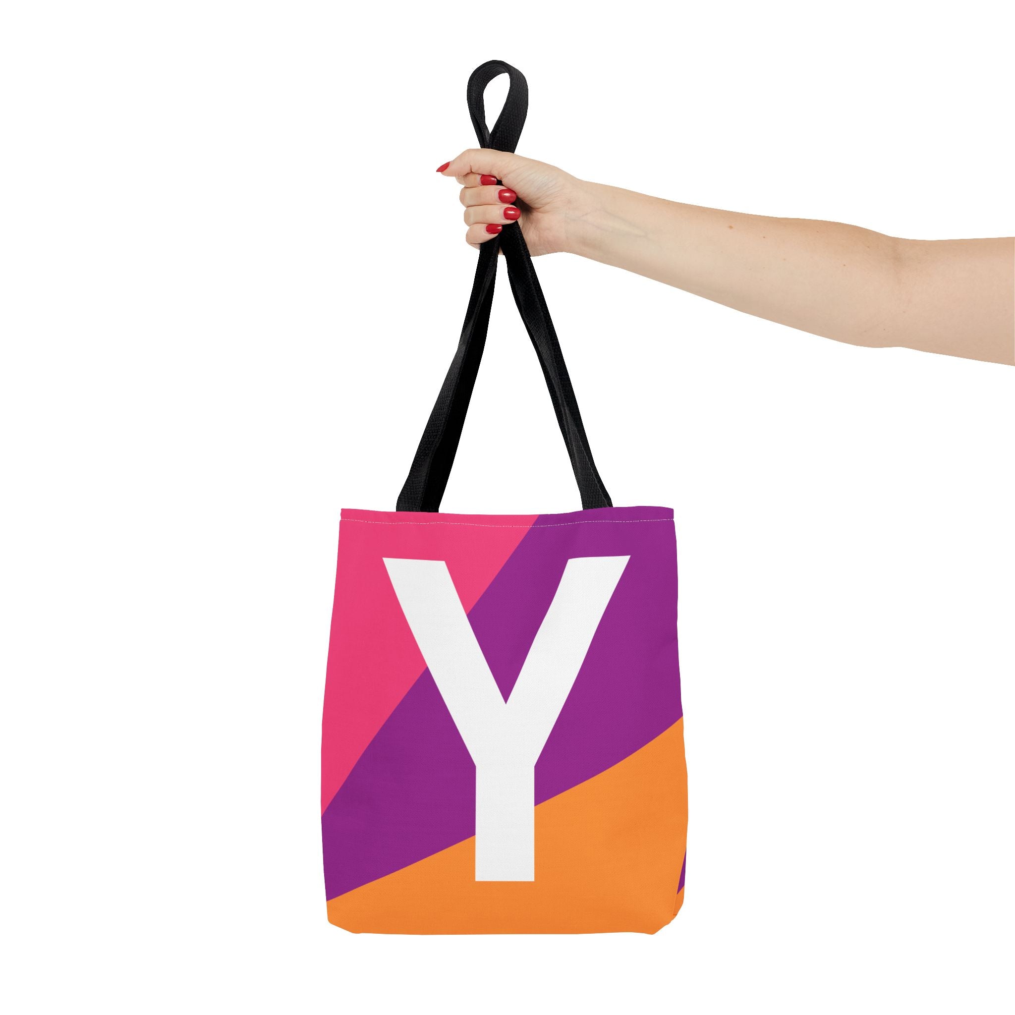 Monogram 'Y' Colorblock Tote Bag — Personalized Initial Y Shoulder Tote