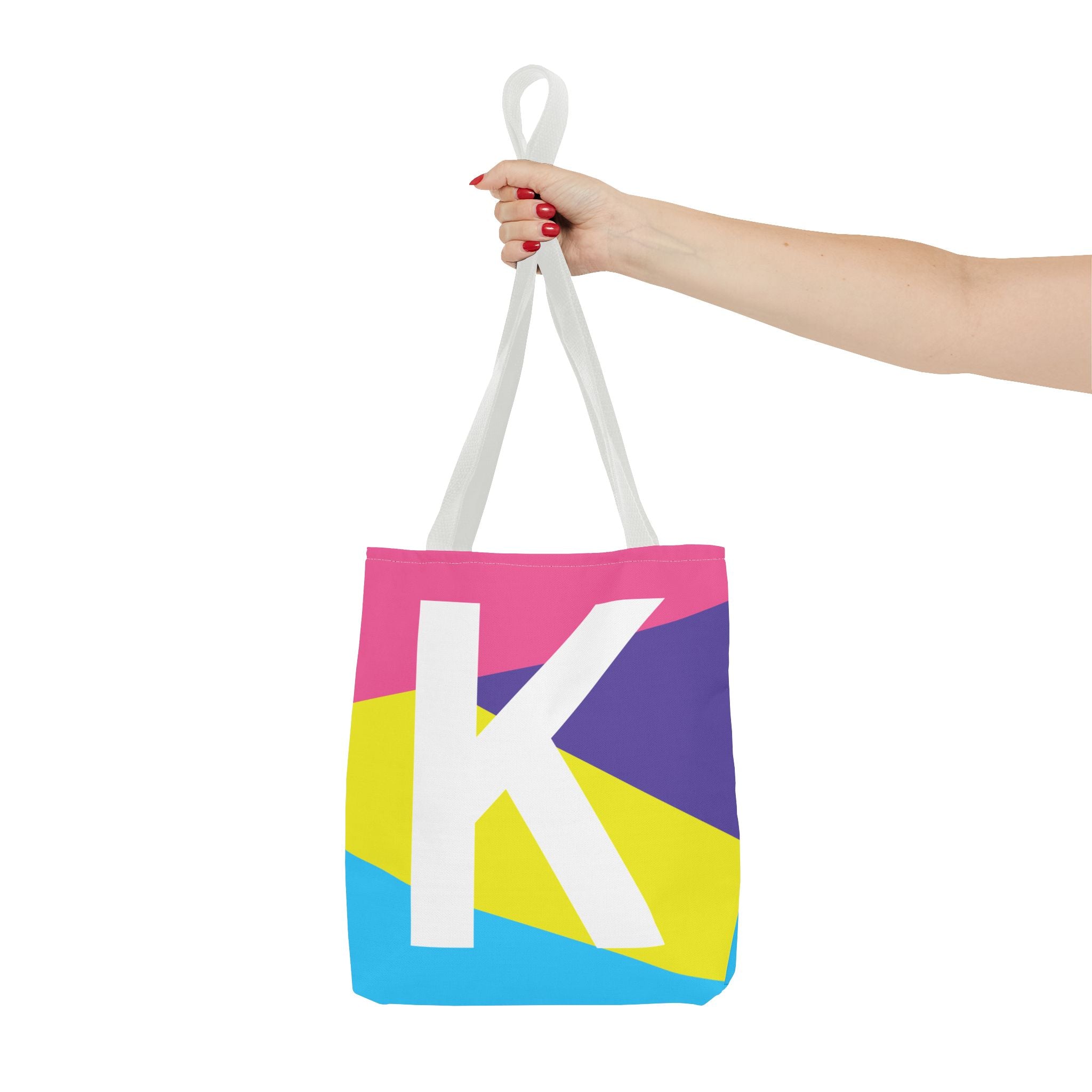 Monogram 'K' Colorblock Tote Bag — Personalized Initial K Shoulder Tote