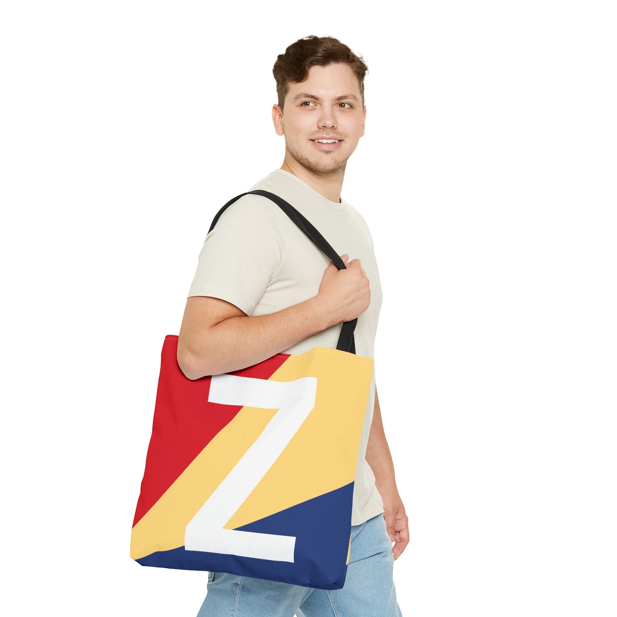 Monogram 'Z' Colorblock Tote Bag — Personalized Initial Z Shoulder Tote