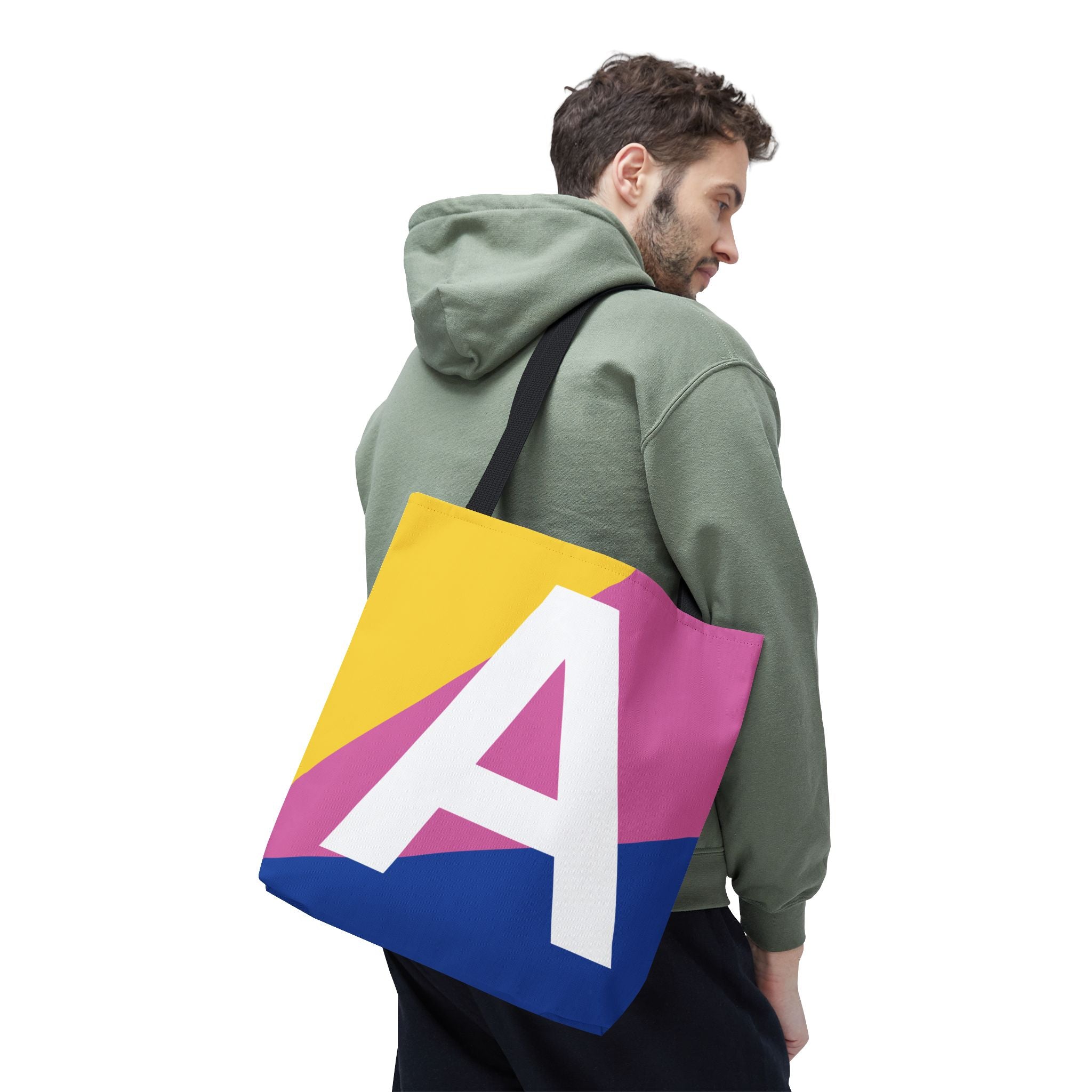 Monogram 'A' Colorblock Tote Bag — Personalized Initial A Shoulder Tote
