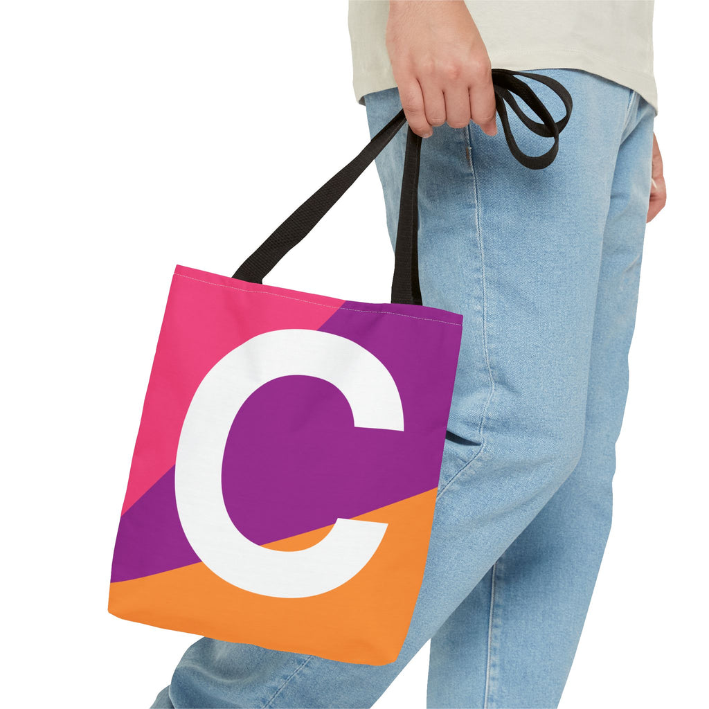 Monogram 'C' Colorblock Tote Bag — Personalized Initial C Shoulder Tote