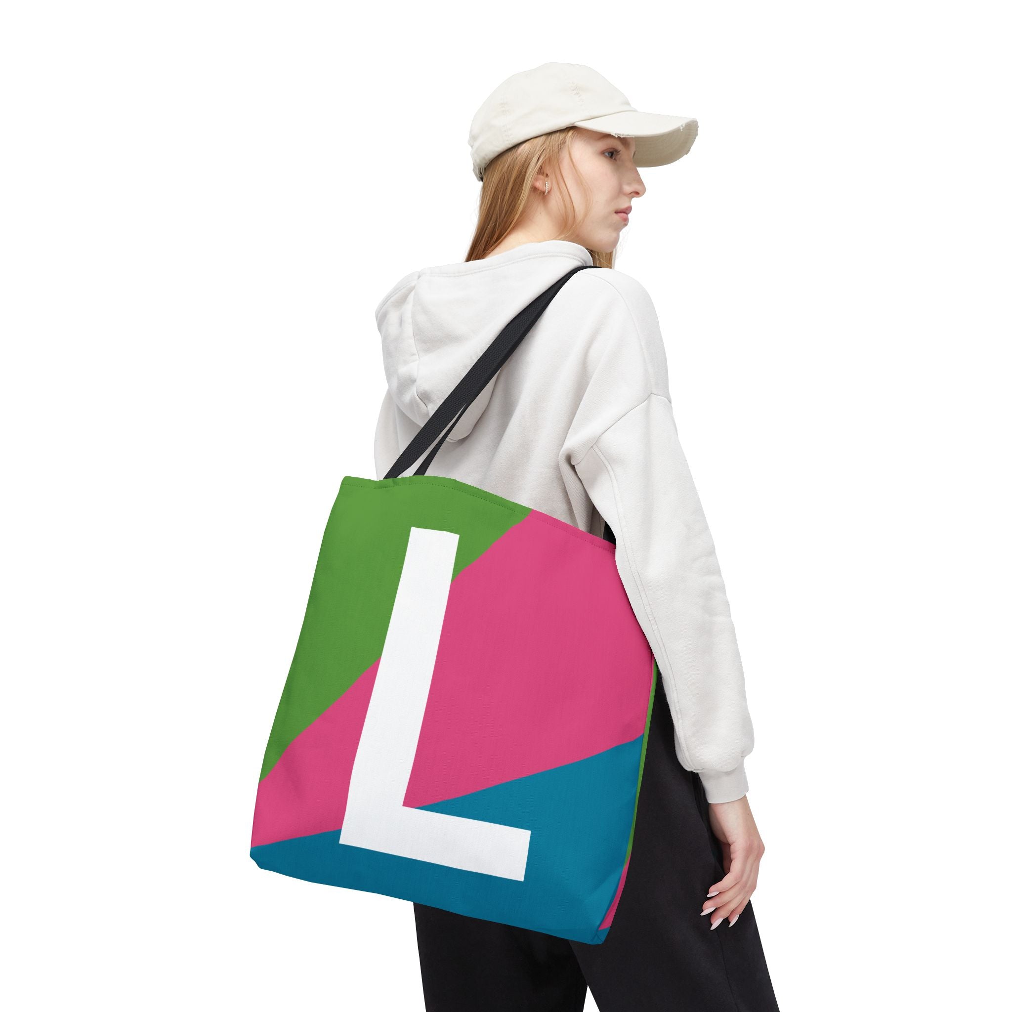 Monogram 'L' Colorblock Tote Bag — Personalized Initial L Shoulder Tote