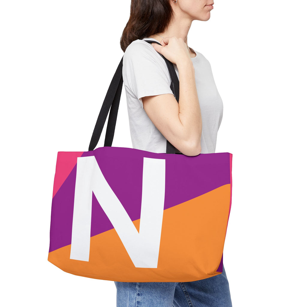 Personalized 'N' Colorblock Tote Bag — Monogram Weekender Tote