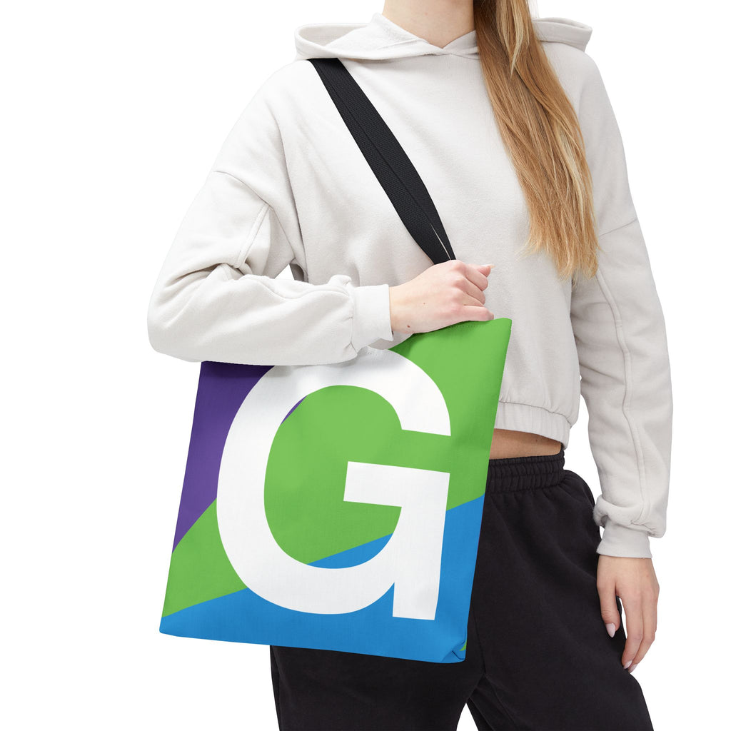 Monogram 'G' Colorblock Tote Bag — Personalized Initial G Shoulder Tote