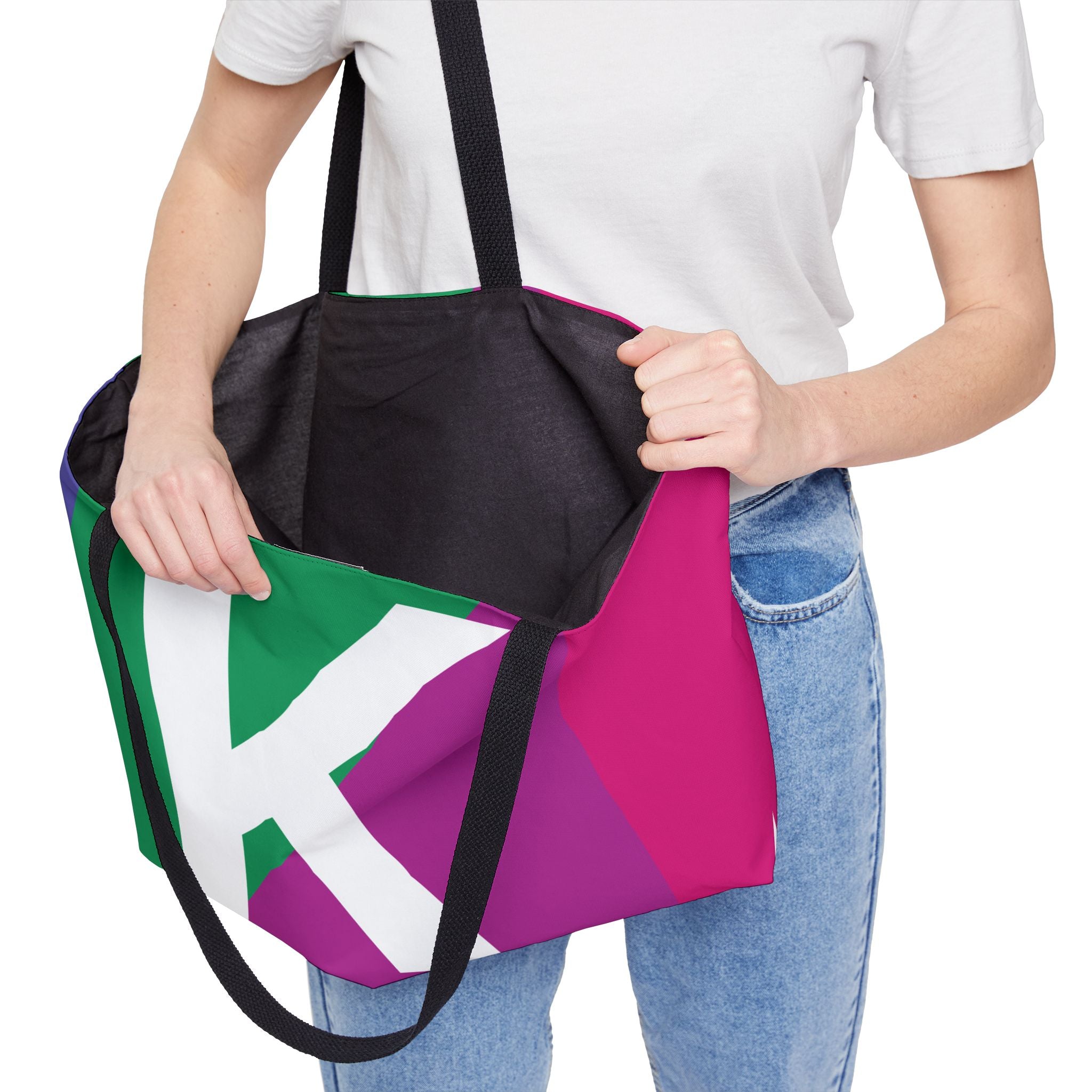 Personalized 'K' Colorblock Tote Bag — Monogram Weekender Tote