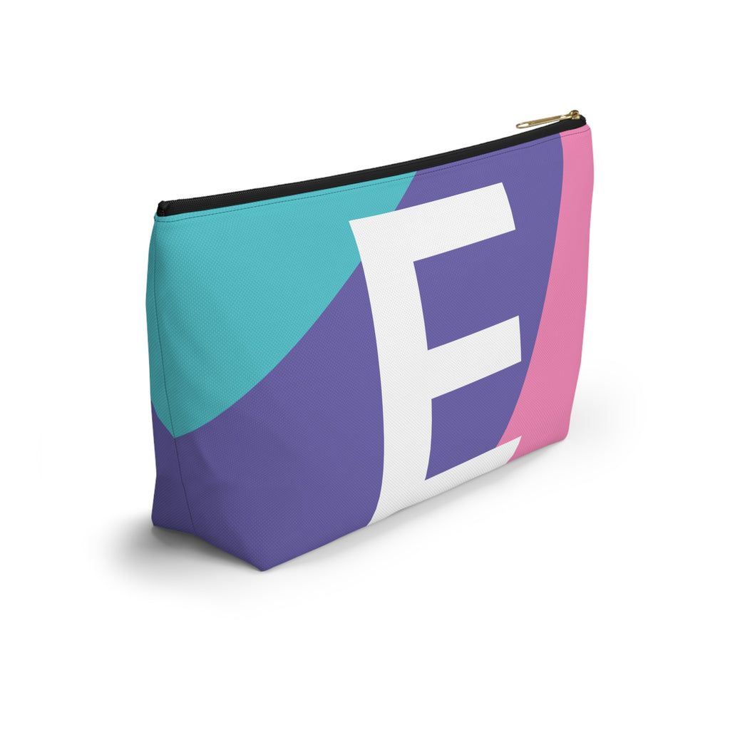 Initials Colorblock Accessory Pouch — Monogram E T-Bottom Cosmetic Bag