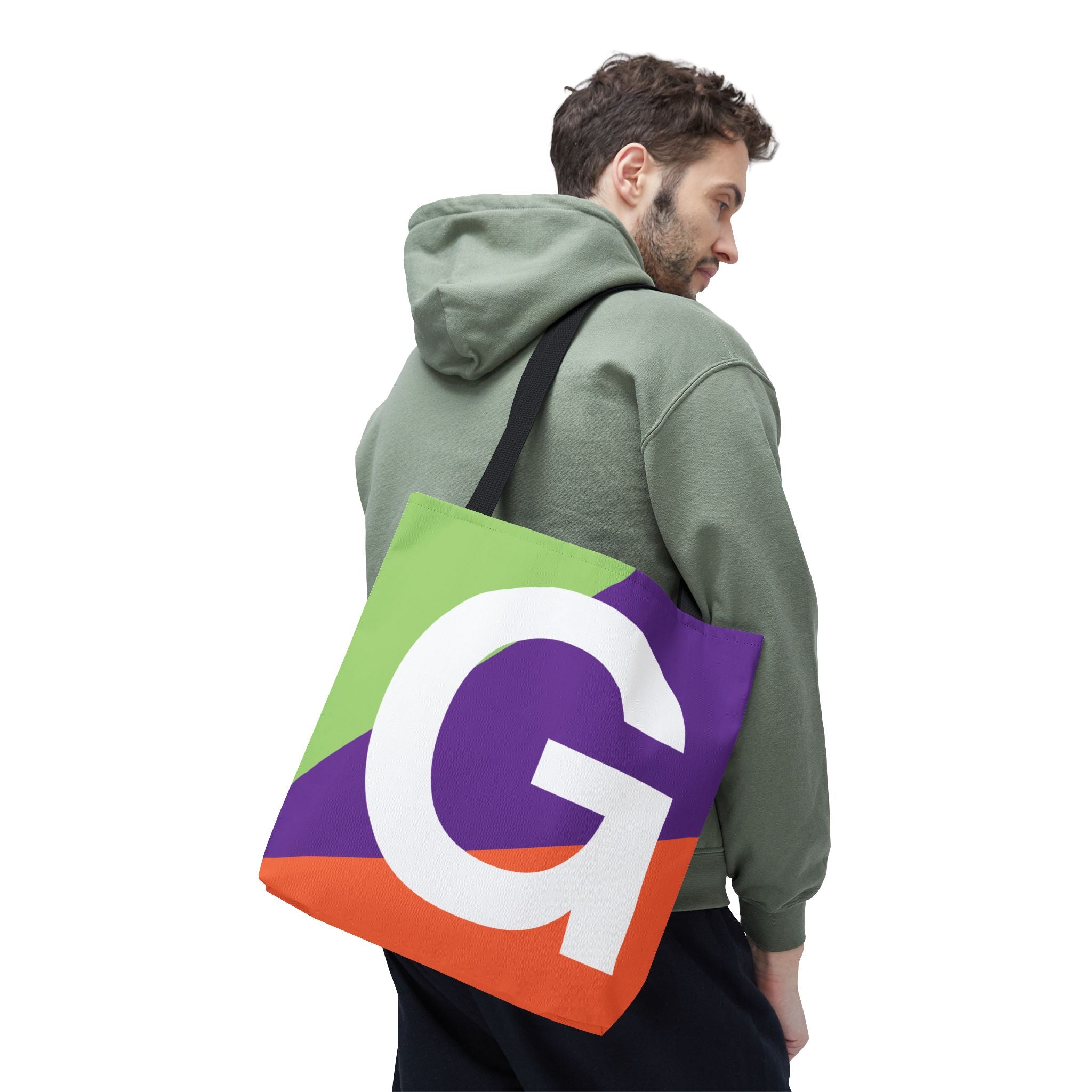 Monogram 'G' Colorblock Tote Bag — Personalized Initial G Shoulder Tote