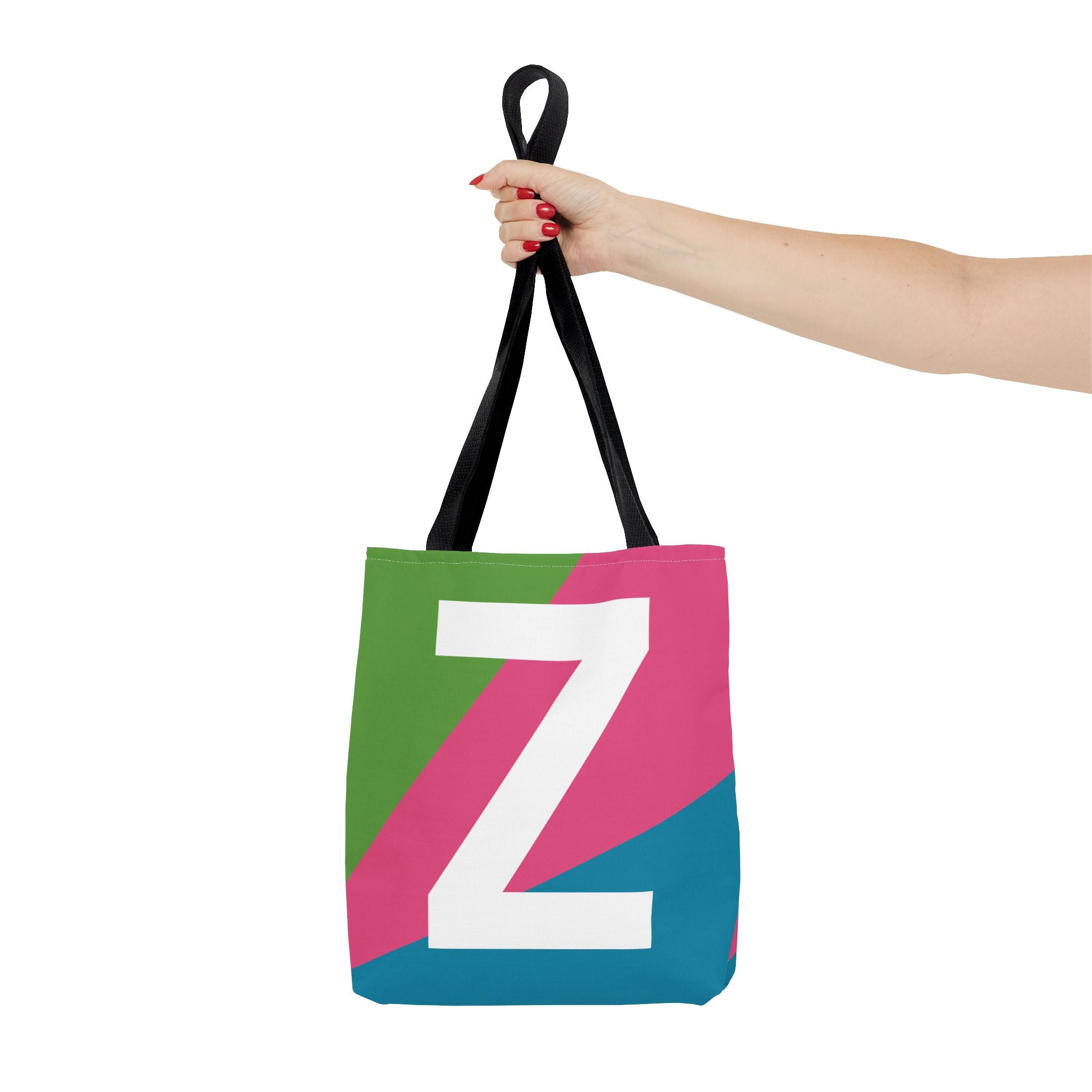 Monogram 'Z' Colorblock Tote Bag — Personalized Initial Z Shoulder Tote
