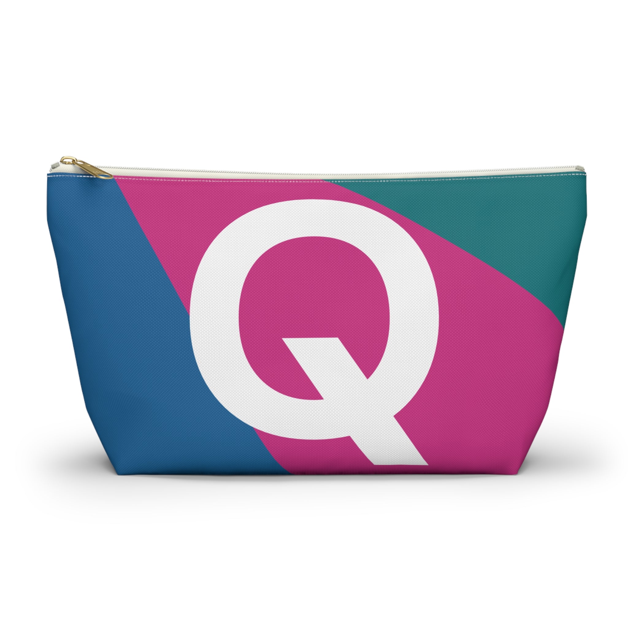 Initials Colorblock Accessory Pouch — Monogram Q T-Bottom Cosmetic Bag