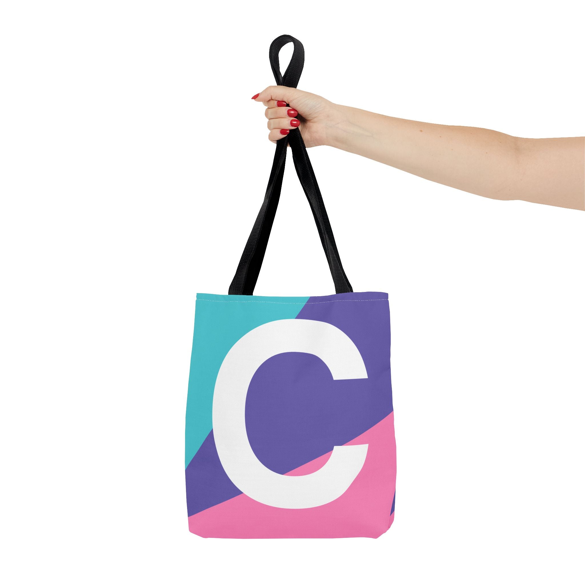 Monogram 'C' Colorblock Tote Bag — Personalized Initial C Shoulder Tote
