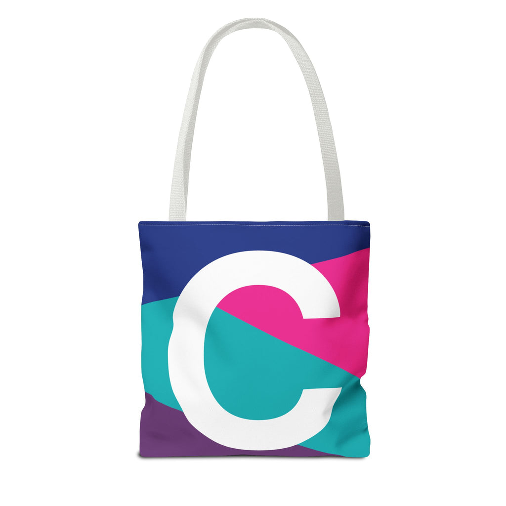 Monogram 'C' Colorblock Tote Bag — Personalized Initial C Shoulder Tote