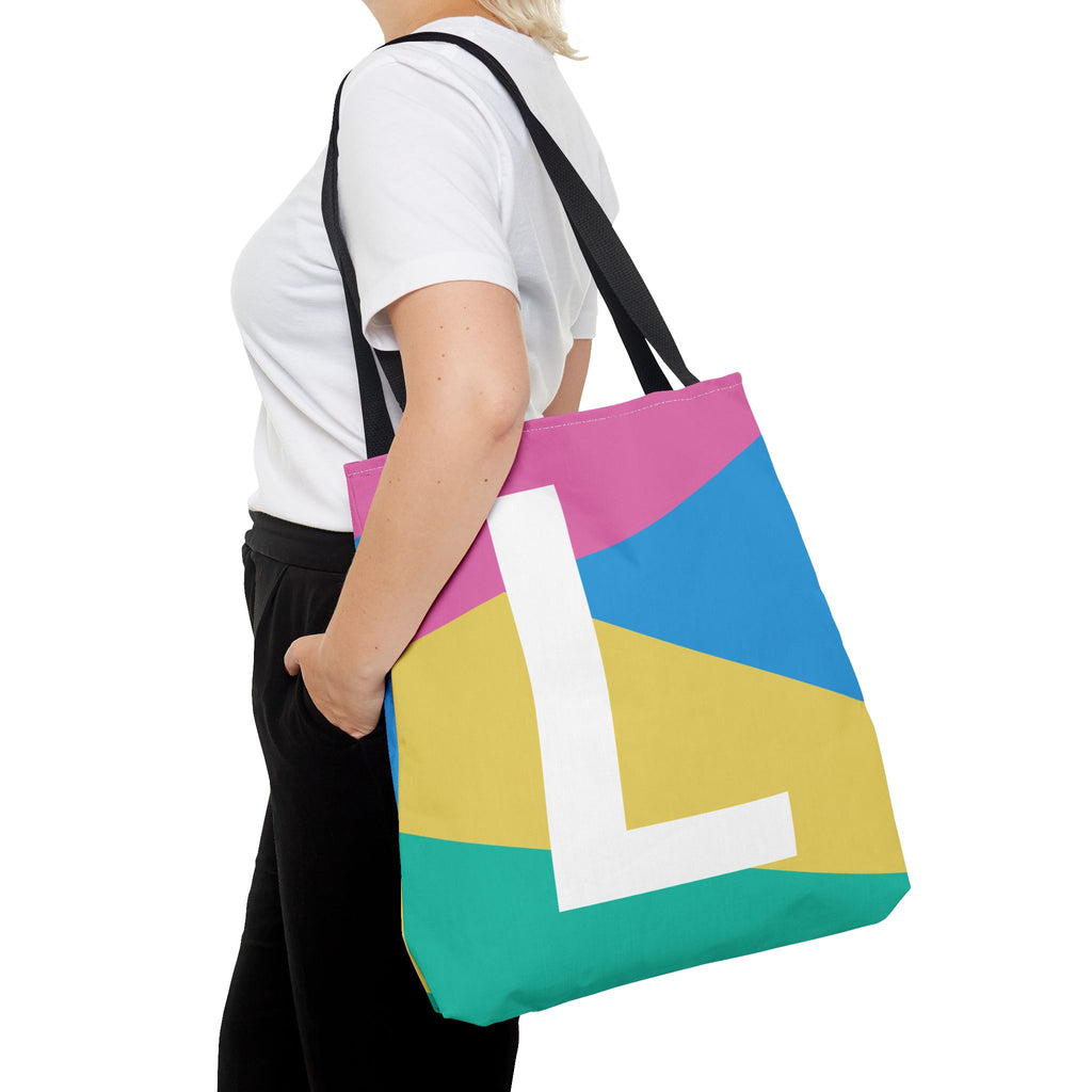 Monogram 'L' Colorblock Tote Bag — Personalized Initial L Shoulder Tote