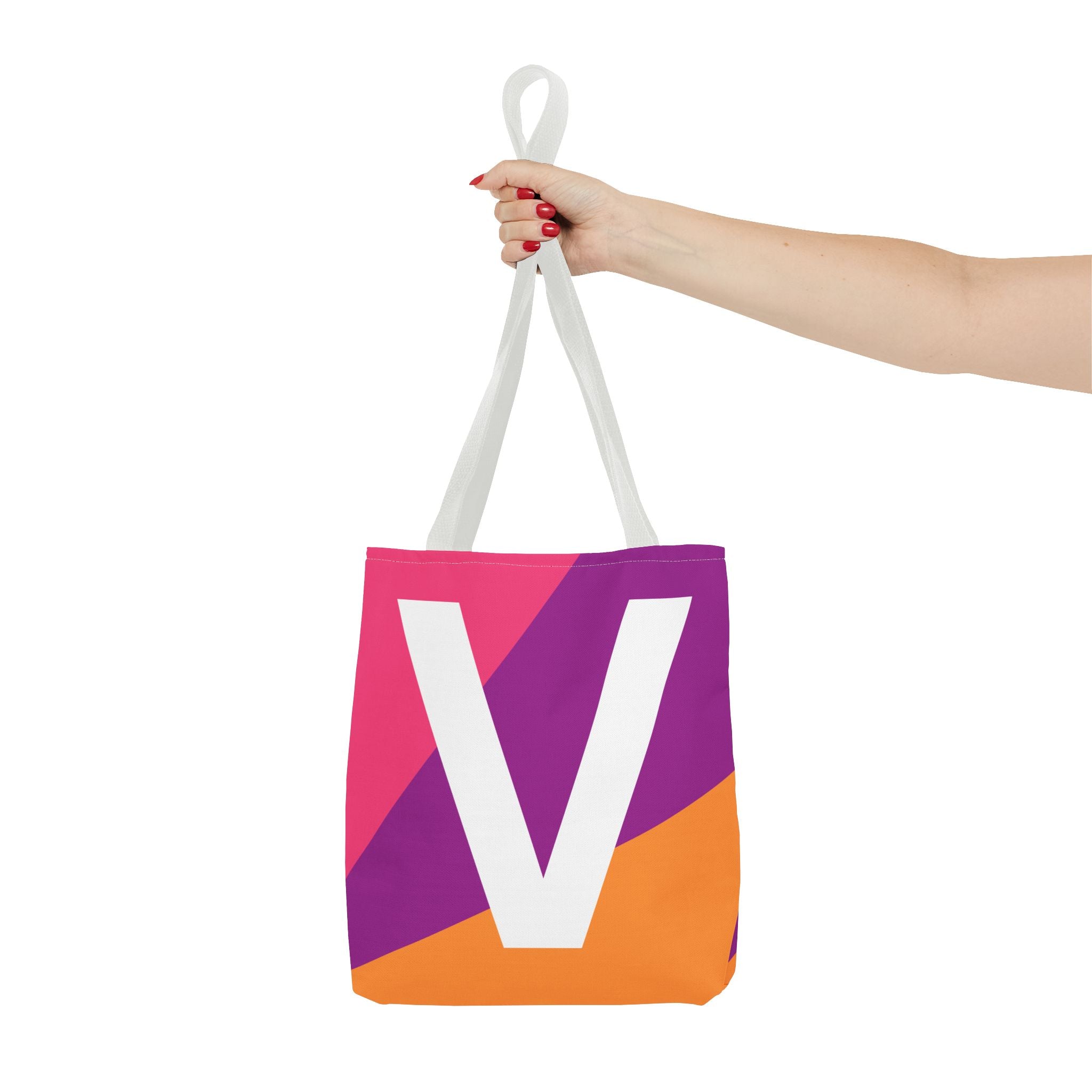 Monogram 'V' Colorblock Tote Bag — Personalized Initial V Shoulder Tote