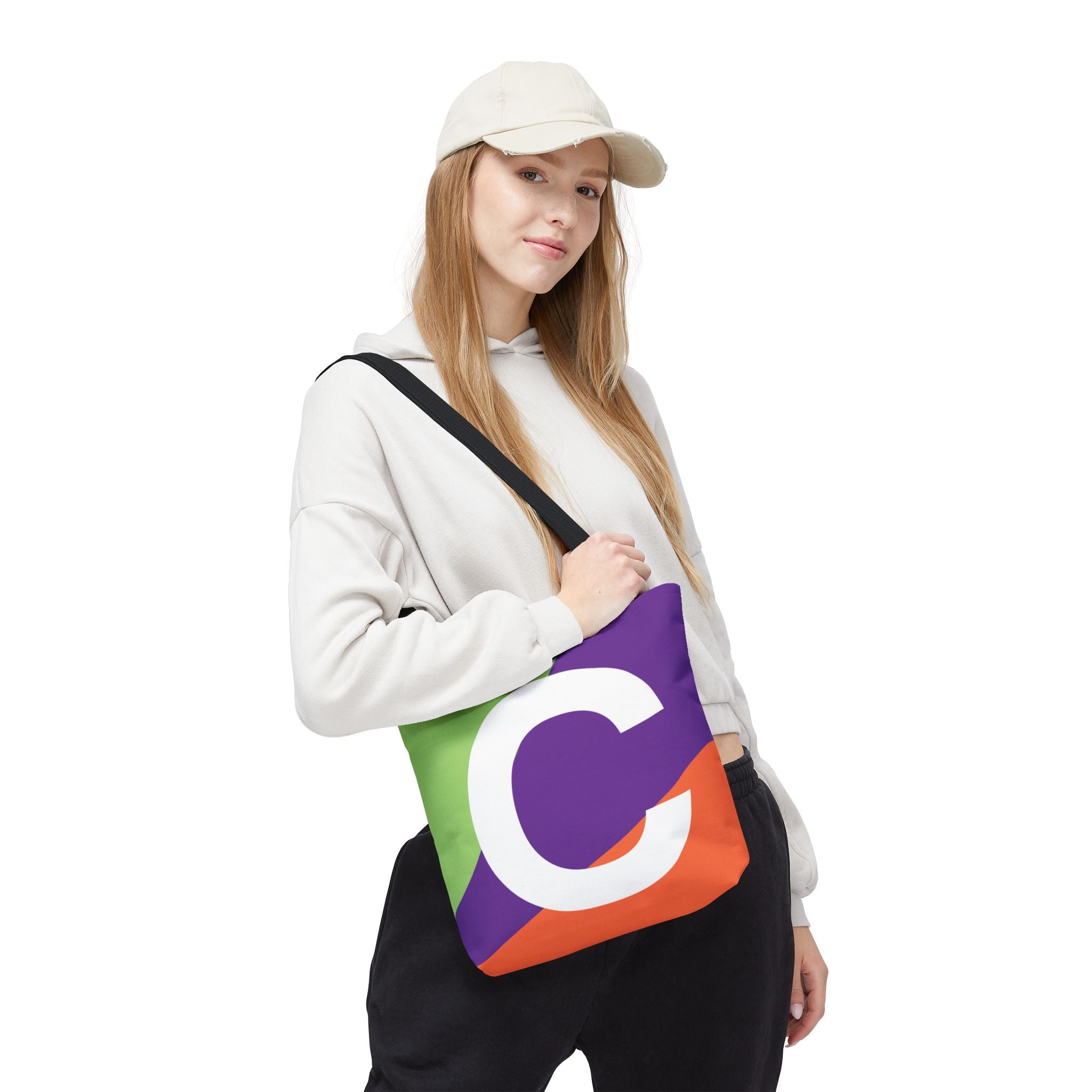 Monogram 'C' Colorblock Tote Bag — Personalized Initial C Shoulder Tote