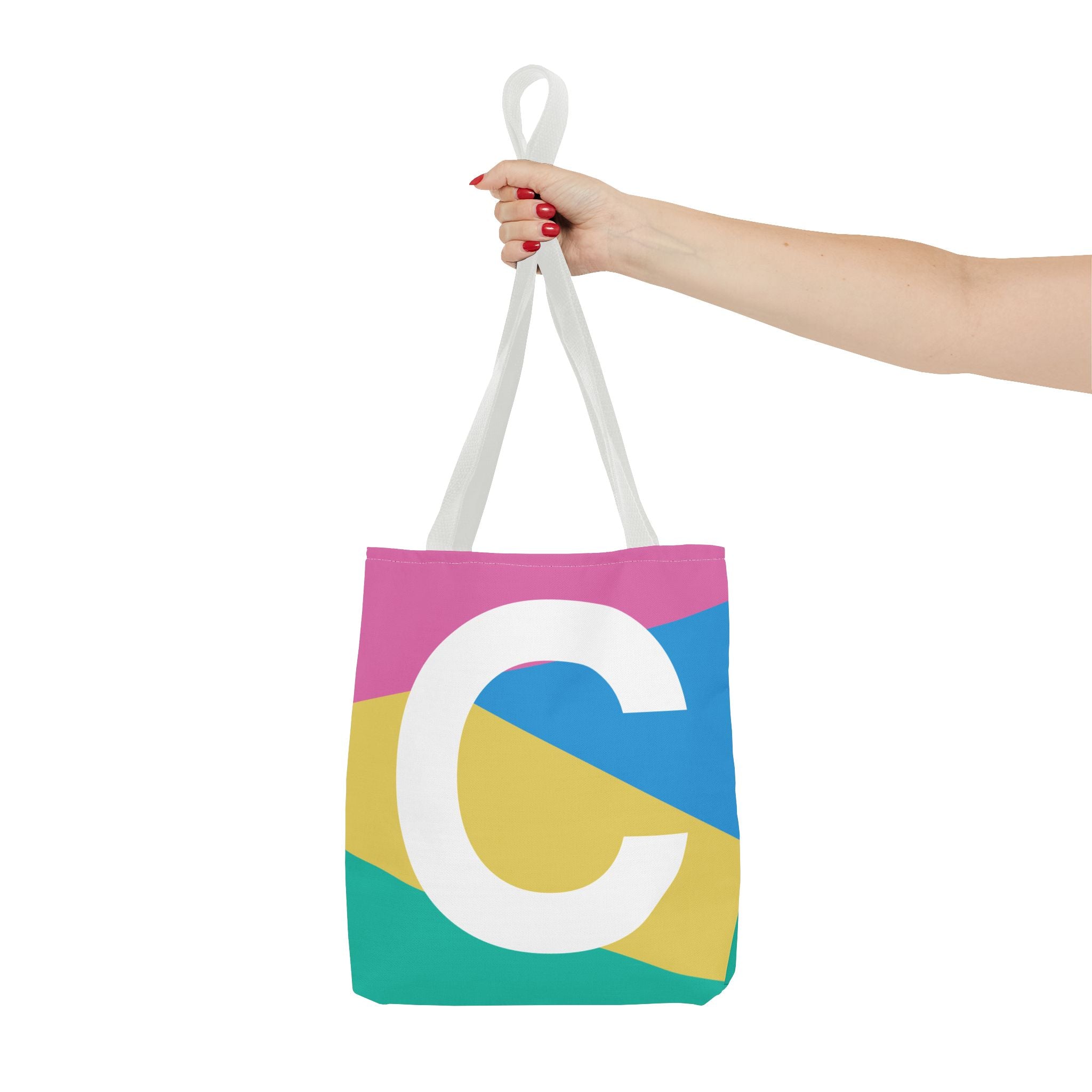 Monogram 'C' Colorblock Tote Bag — Personalized Initial C Shoulder Tote