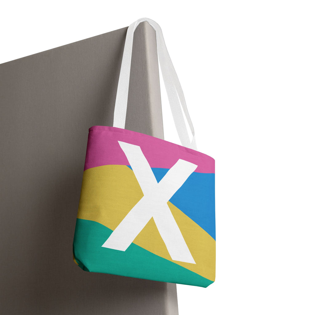 Monogram 'X' Colorblock Tote Bag — Personalized Initial X Shoulder Tote