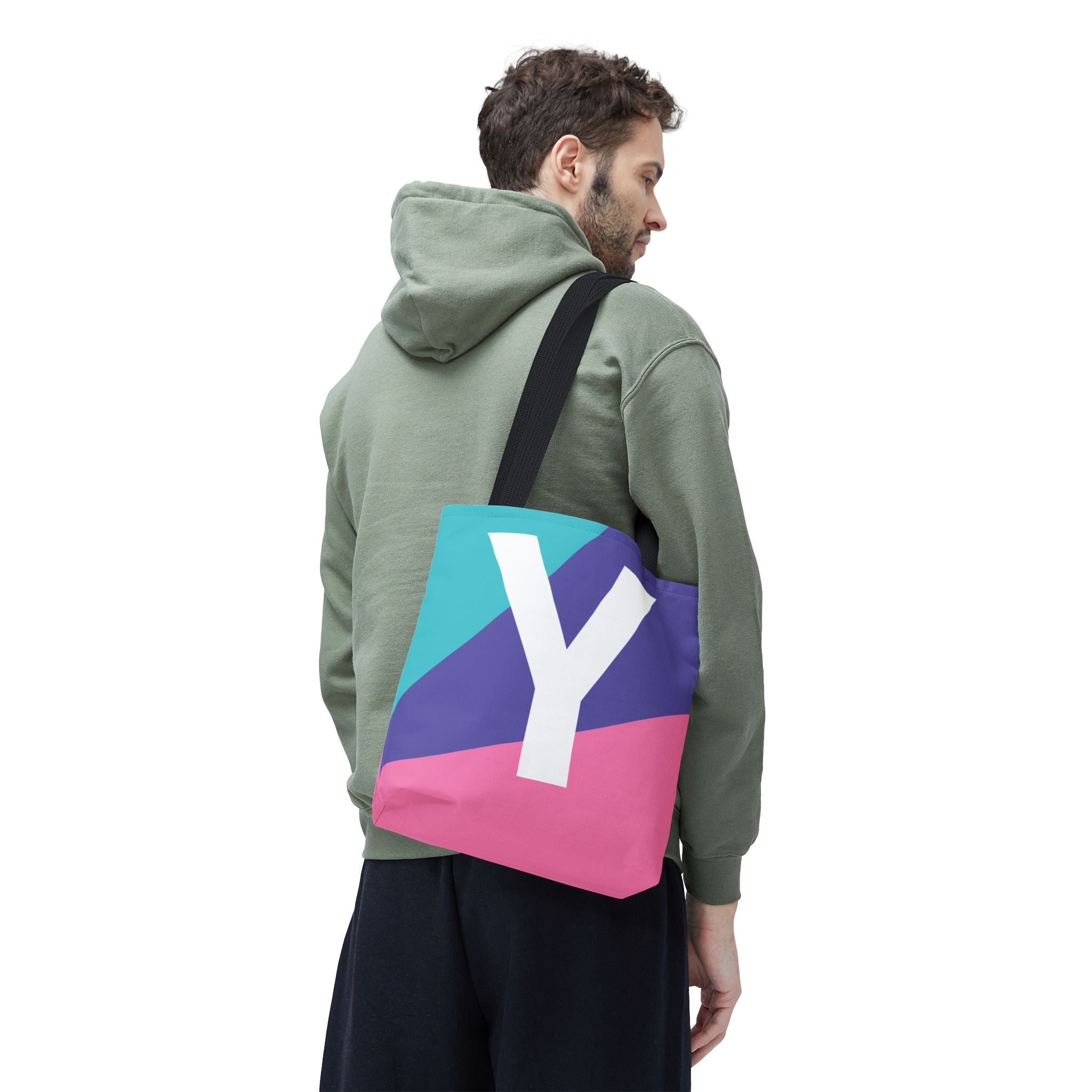 Monogram 'Y' Colorblock Tote Bag — Personalized Initial Y Shoulder Tote