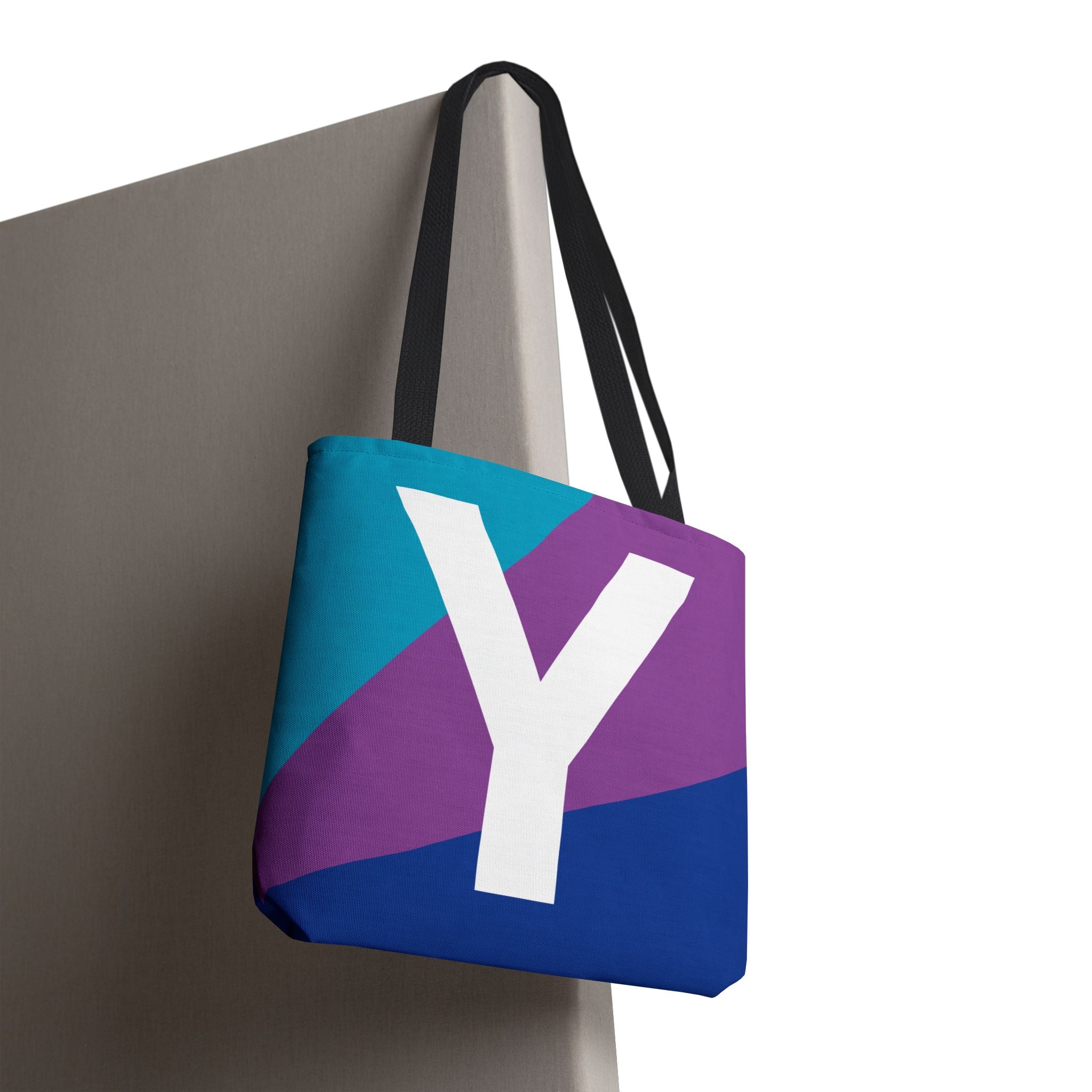 Monogram 'Y' Colorblock Tote Bag — Personalized Initial Y Shoulder Tote