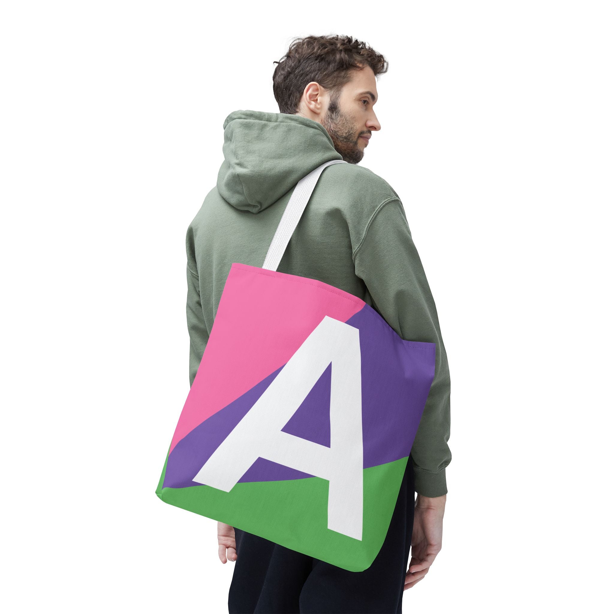 Monogram 'A' Colorblock Tote Bag — Personalized Initial A Shoulder Tote