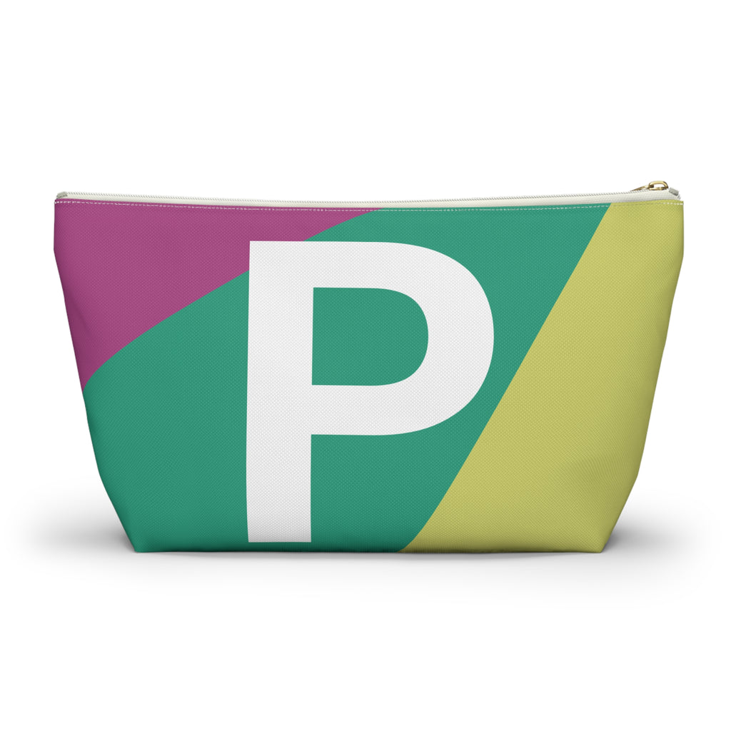 Initials Colorblock Accessory Pouch — Monogram P T-Bottom Cosmetic Bag