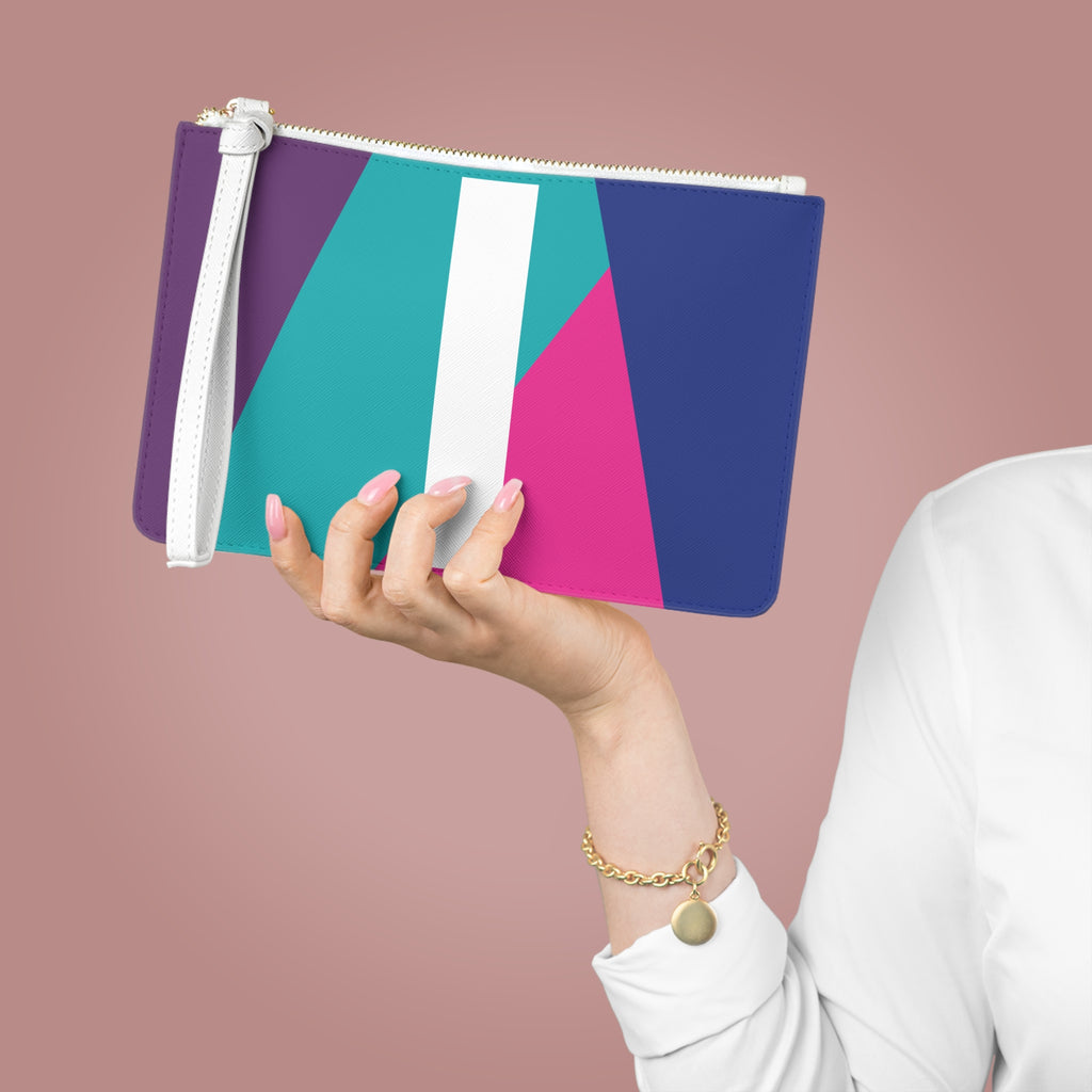 Monogram 'I' Colorblock Clutch Bag — Bold Geometric Wristlet for Everyday & Gifts