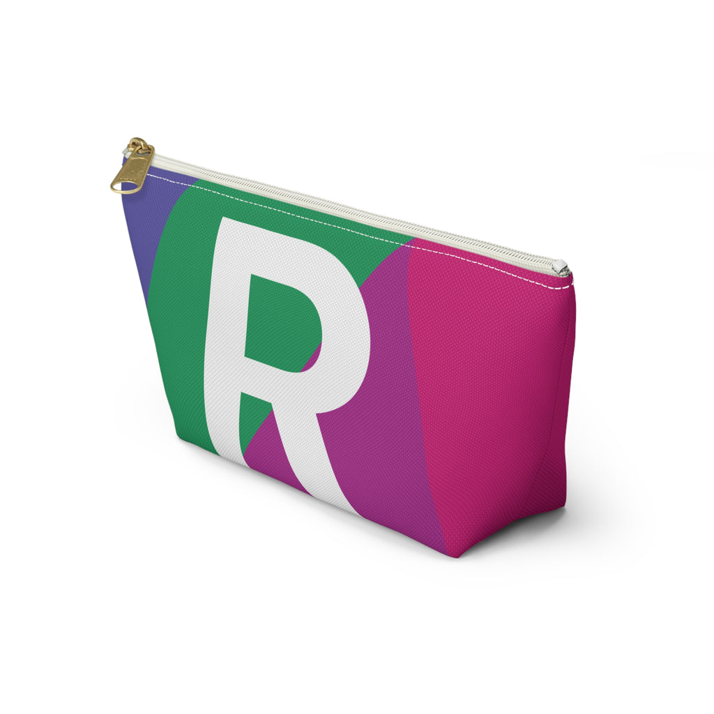 Initials Colorblock Accessory Pouch — Monogram R T-Bottom Cosmetic Bag