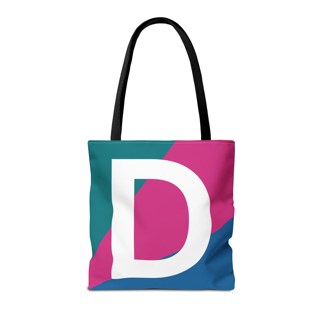 Monogram 'D' Colorblock Tote Bag — Personalized Initial D Shoulder Tote