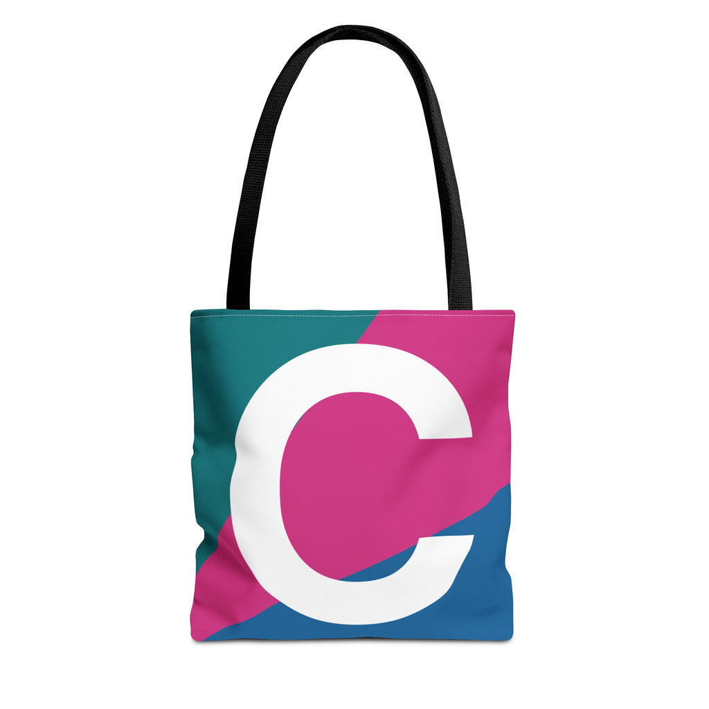 Monogram 'C' Colorblock Tote Bag — Personalized Initial C Shoulder Tote
