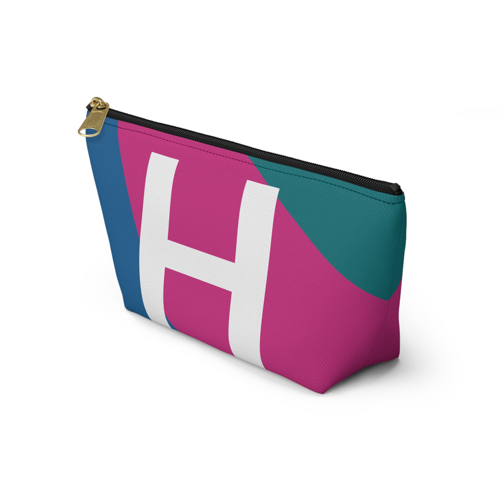 Initials Colorblock Accessory Pouch — Monogram H T-Bottom Cosmetic Bag