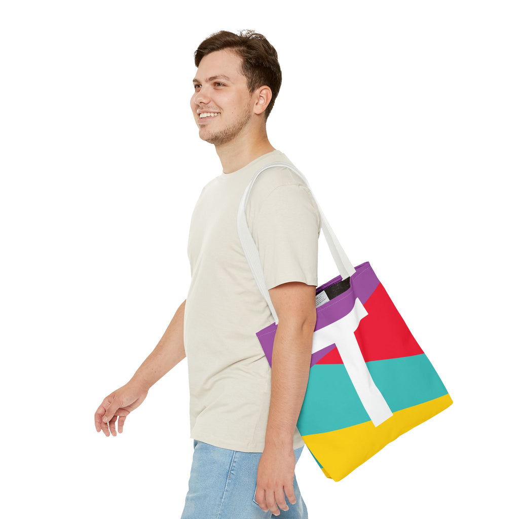 Monogram 'T' Colorblock Tote Bag — Personalized Initial T Shoulder Tote