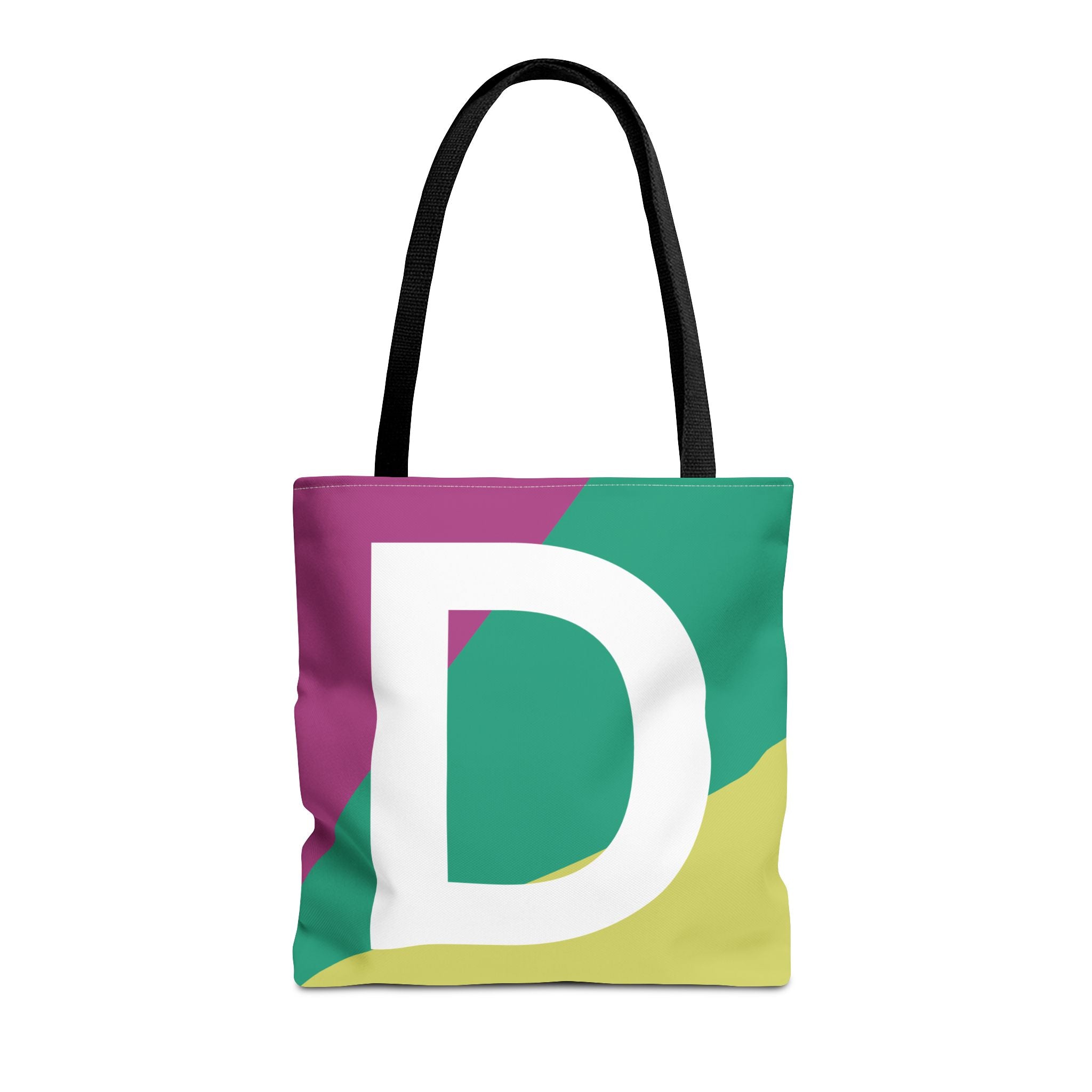 Monogram 'D' Colorblock Tote Bag — Personalized Initial D Shoulder Tote
