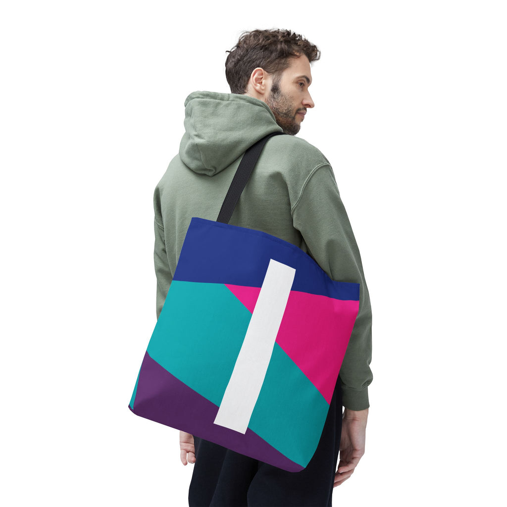 Monogram 'I' Colorblock Tote Bag — Personalized Initial I Shoulder Tote