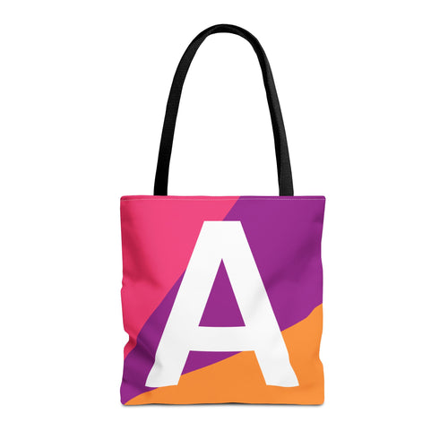 Monogram 'A' Colorblock Tote Bag — Personalized Initial A Shoulder Tote