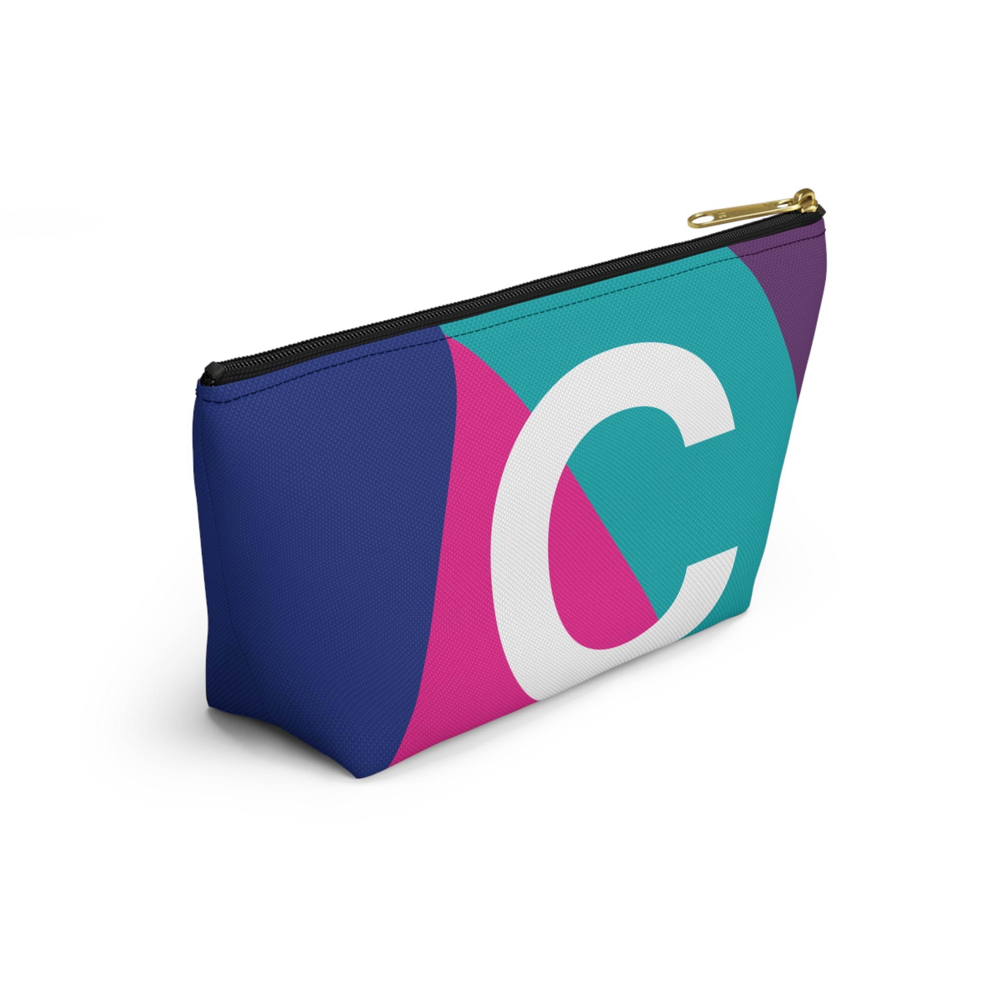 Initials Colorblock Accessory Pouch — Monogram C T-Bottom Cosmetic Bag