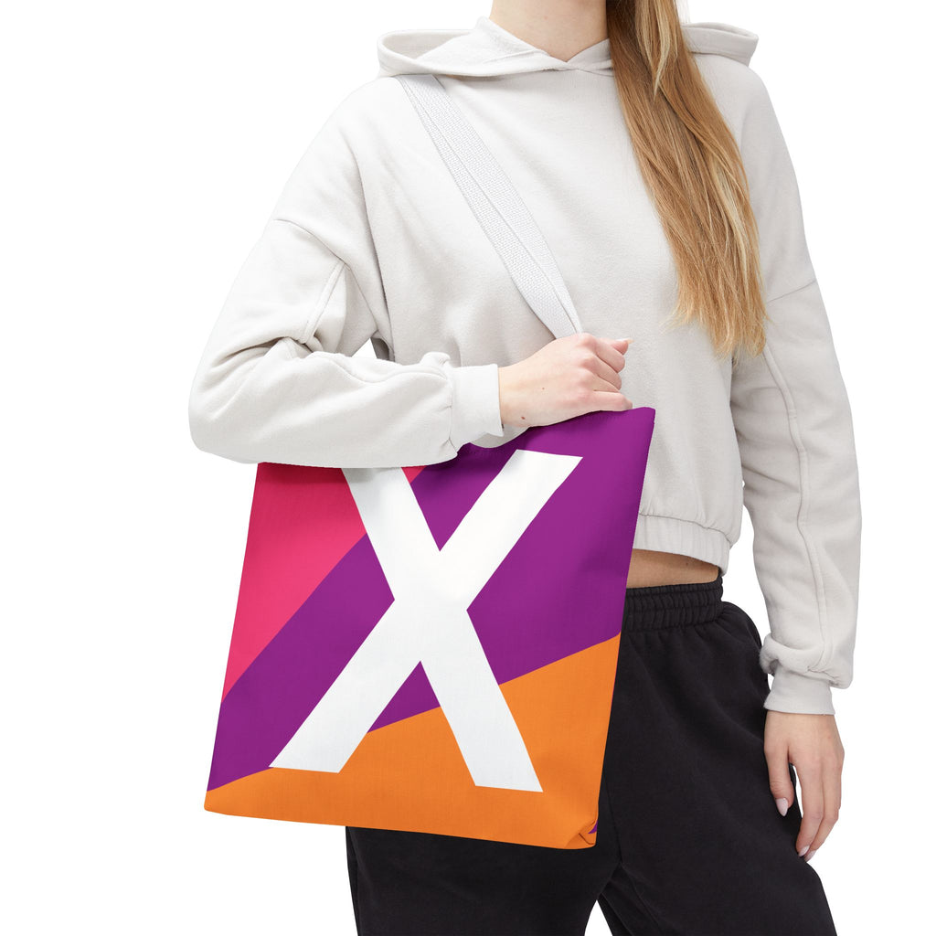 Monogram 'X' Colorblock Tote Bag — Personalized Initial X Shoulder Tote