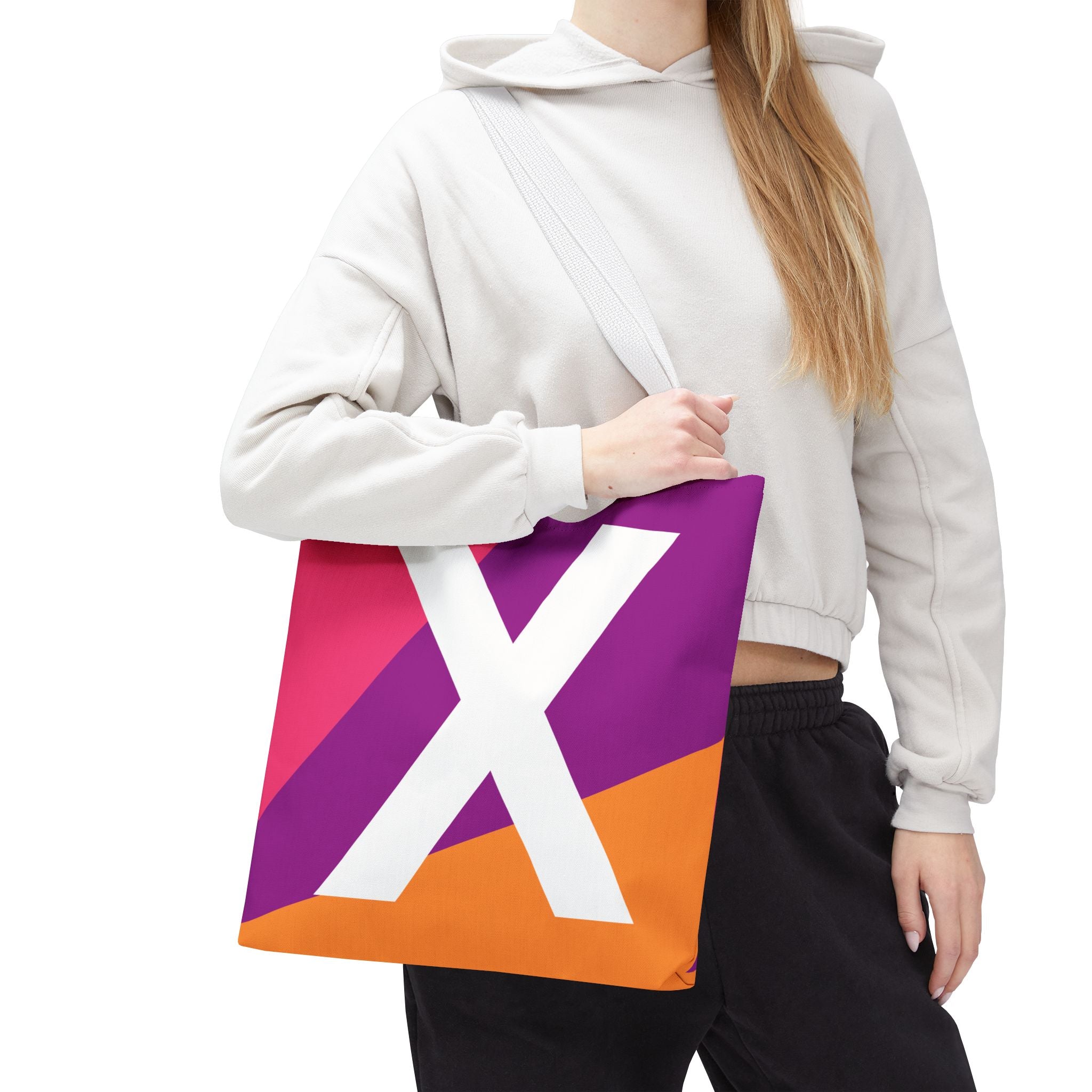 Monogram 'X' Colorblock Tote Bag — Personalized Initial X Shoulder Tote