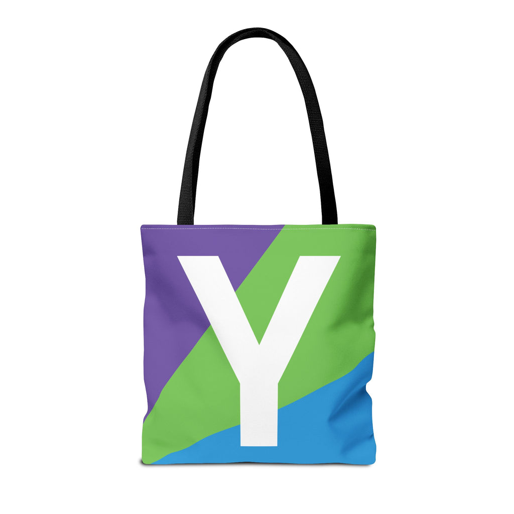Monogram 'Y' Colorblock Tote Bag — Personalized Initial Y Shoulder Tote
