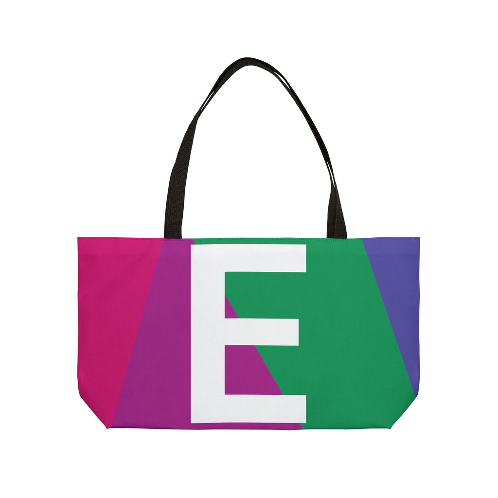 Personalized 'E' Colorblock Tote Bag — Monogram Weekender Tote