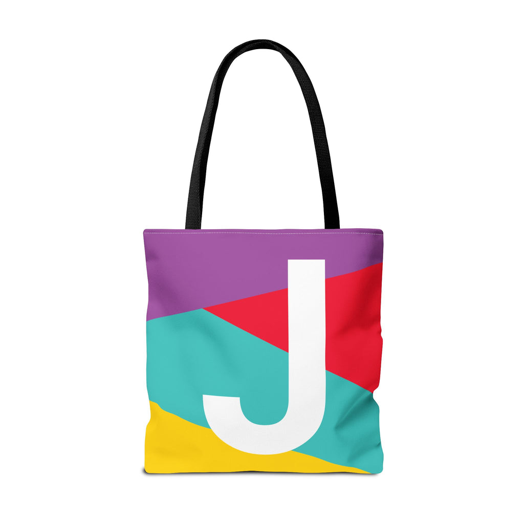 Monogram 'J' Colorblock Tote Bag — Personalized Initial J Shoulder Tote