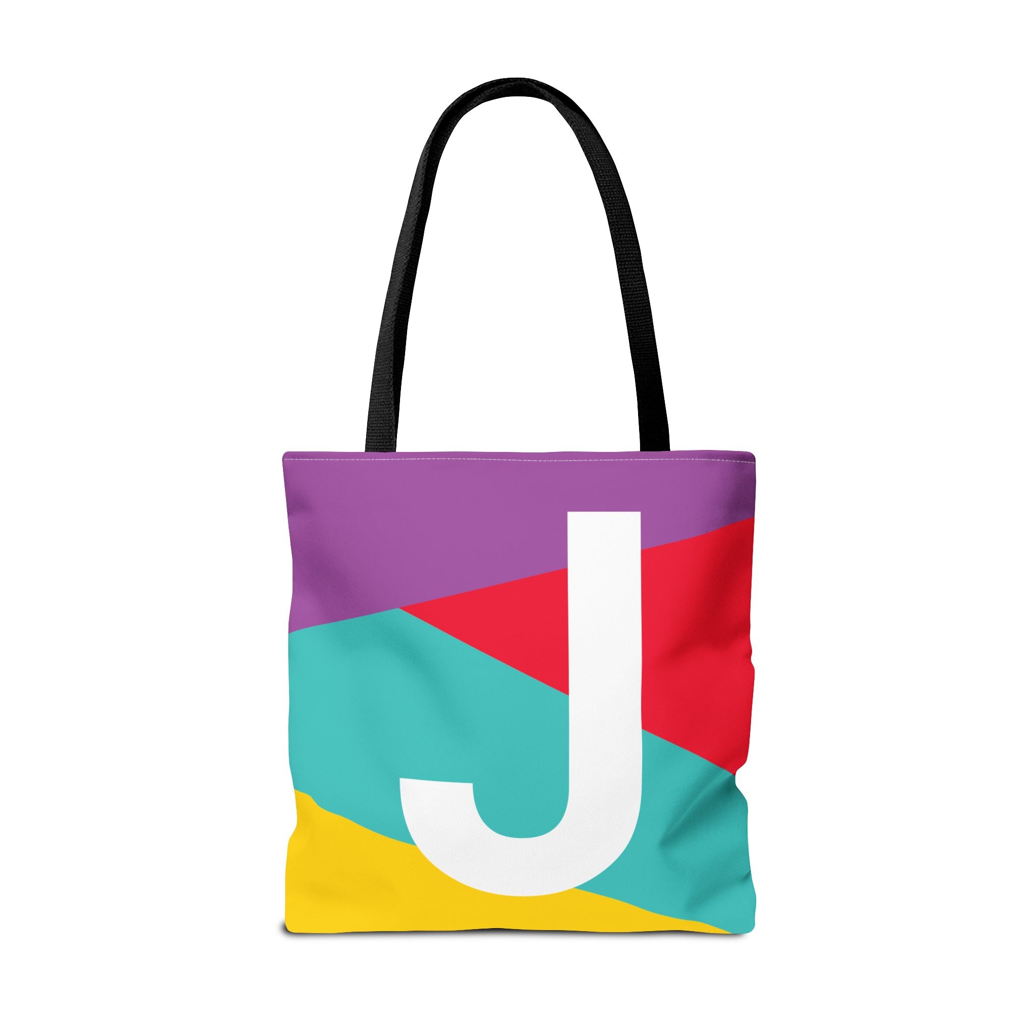 Monogram 'J' Colorblock Tote Bag — Personalized Initial J Shoulder Tote