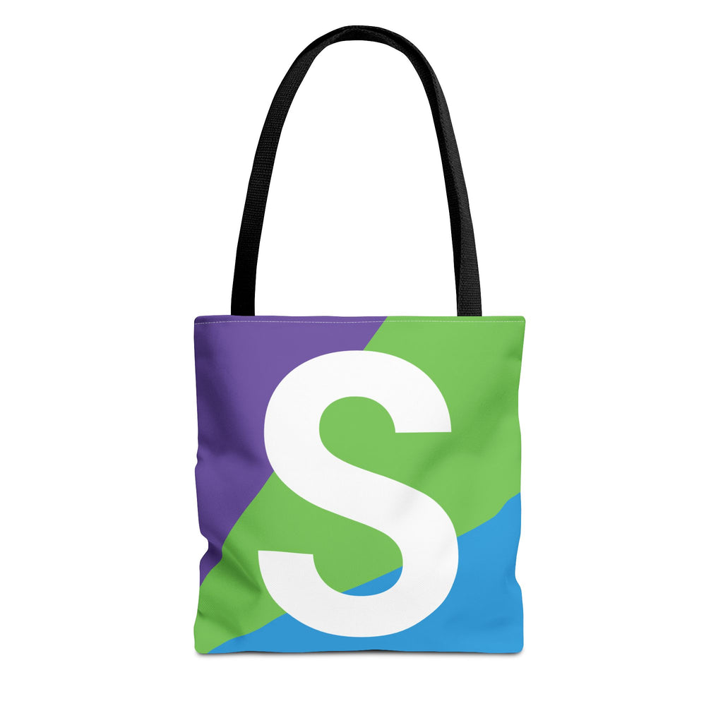 Monogram 'S' Colorblock Tote Bag — Personalized Initial S Shoulder Tote