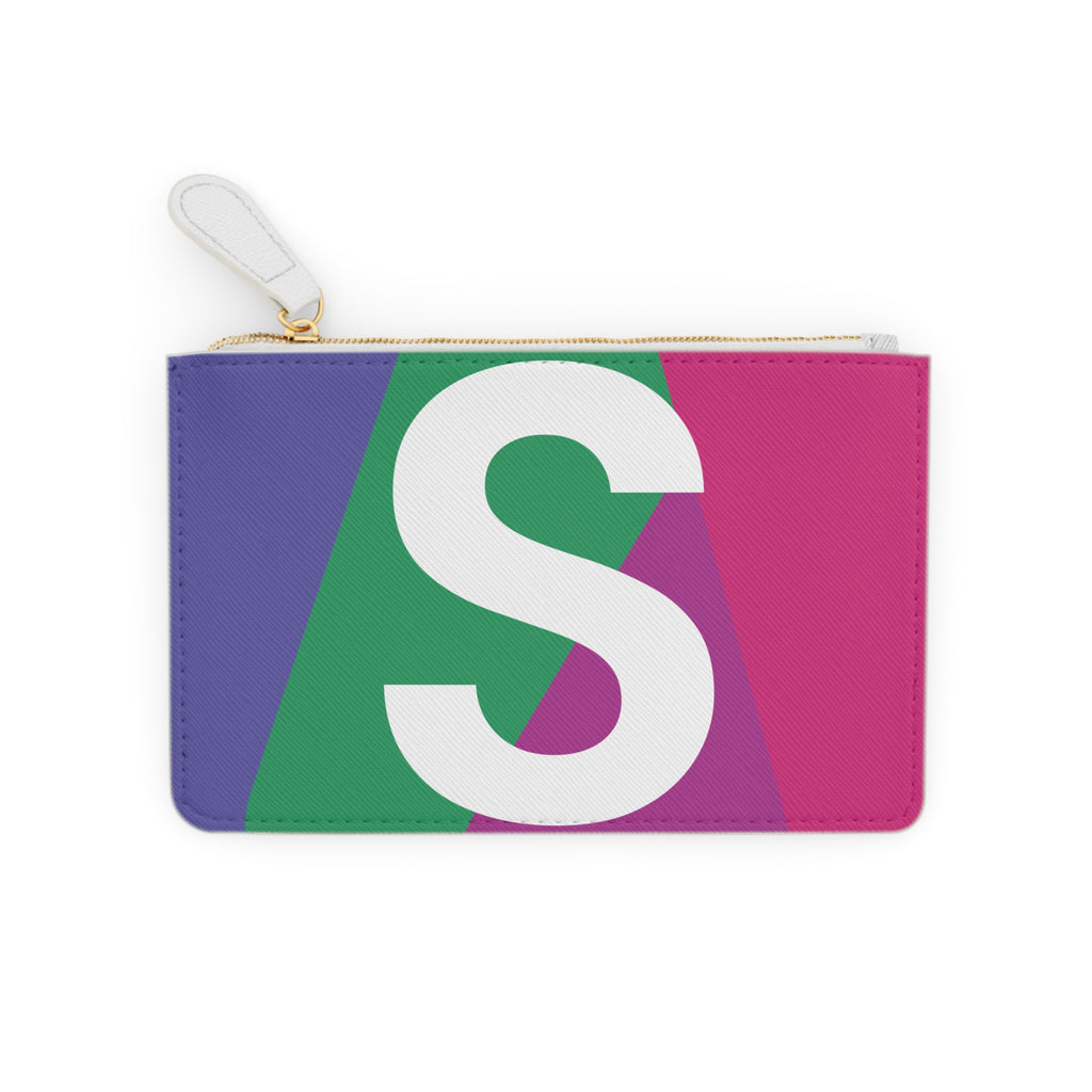 Initial S Mini Clutch — Colorblock Monogram Wristlet Wallet