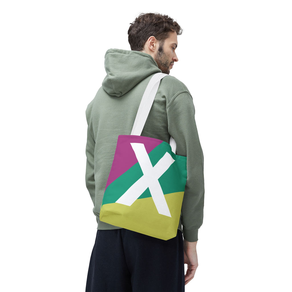Monogram 'X' Colorblock Tote Bag — Personalized Initial X Shoulder Tote