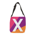 Initial Letter 'X' Colorblock Adjustable Tote Bag — Monogram Alphabet Shoulder Bag