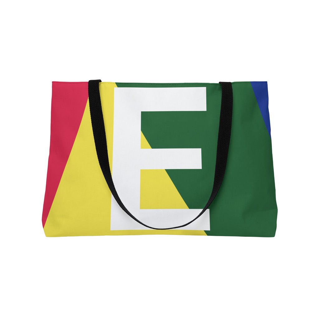 Personalized 'E' Colorblock Tote Bag — Monogram Weekender Tote